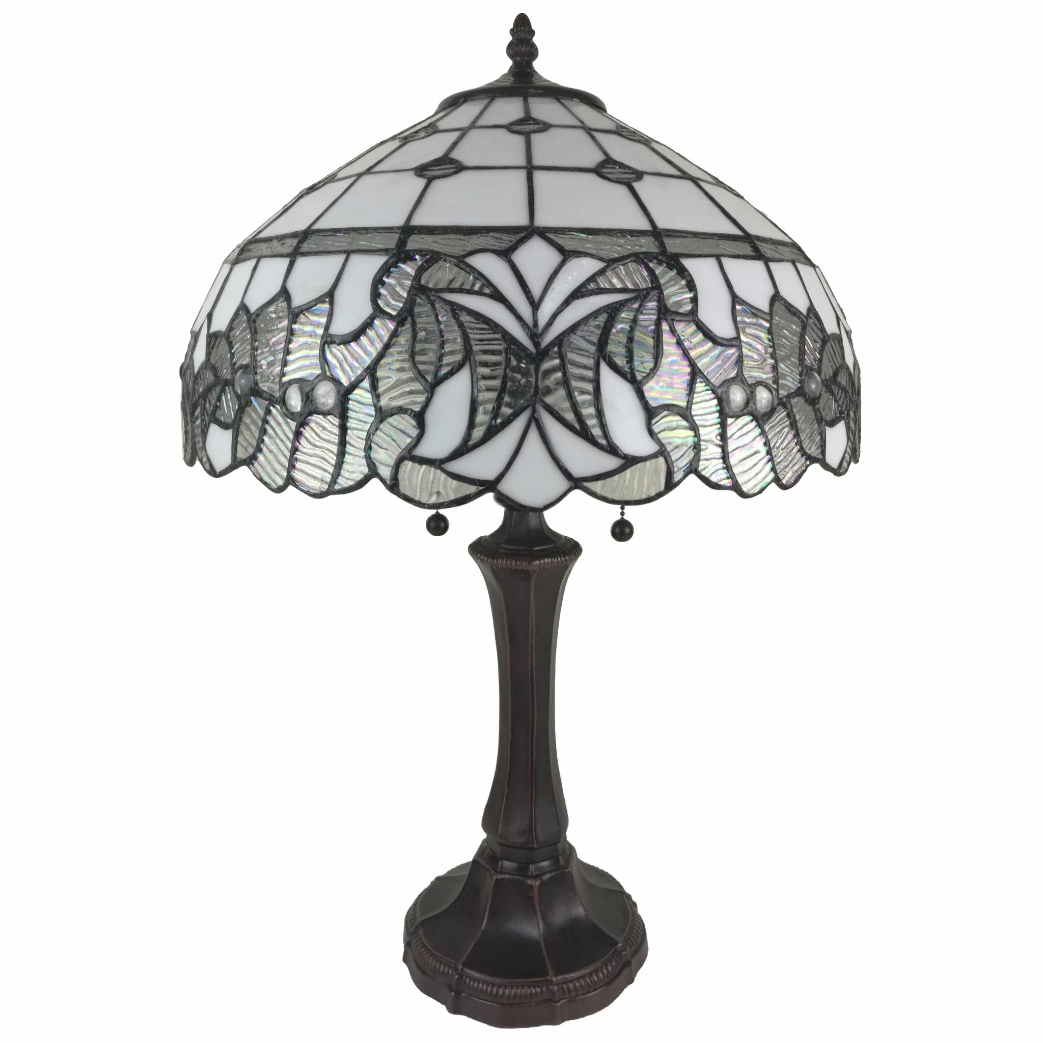 23" Stained Glass Two Light Vintage Antique Table Lamp By Homeroots - Image 4