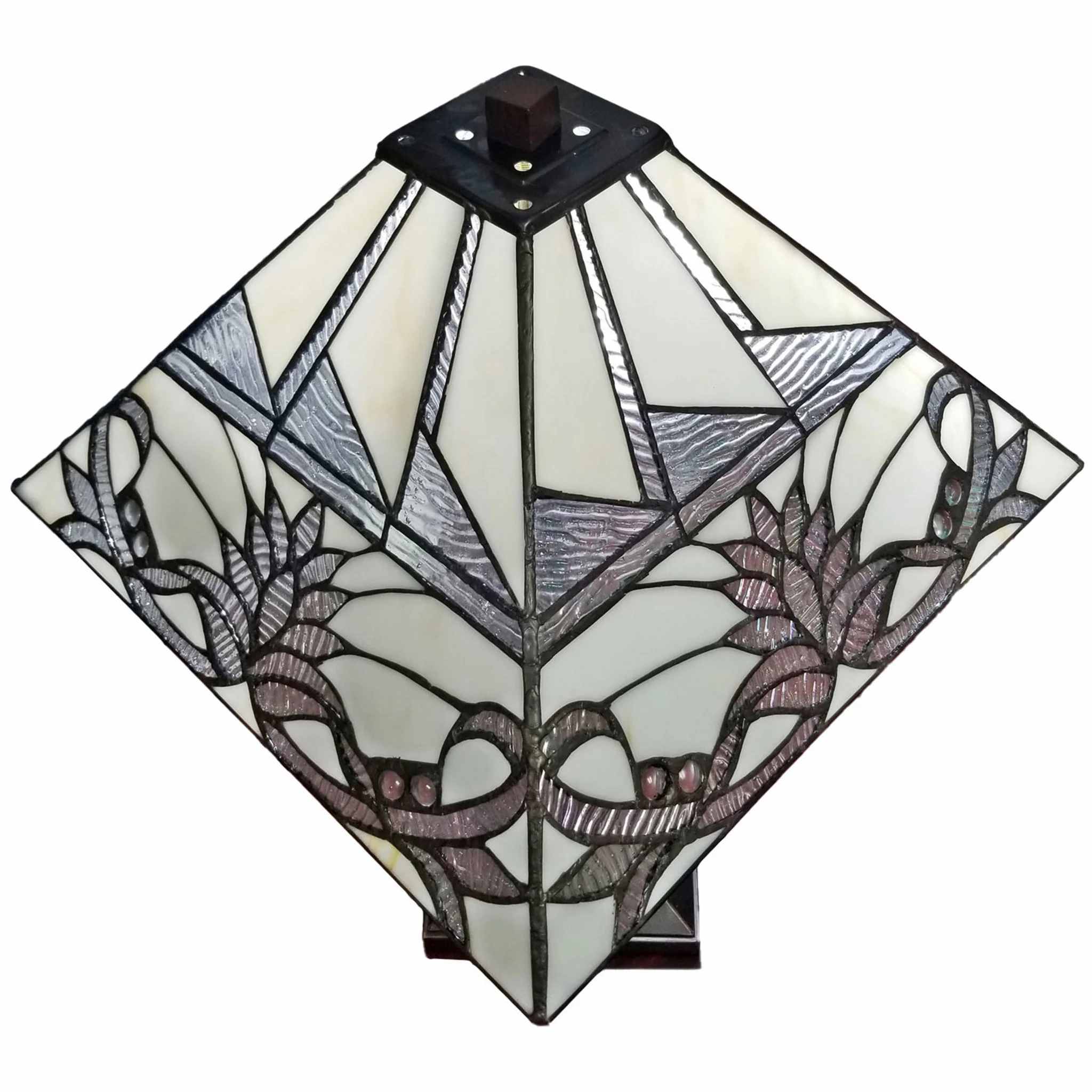 23" Stained Glass White Floral Two Light Mission Style Table Lamp By Homeroots - Image 7