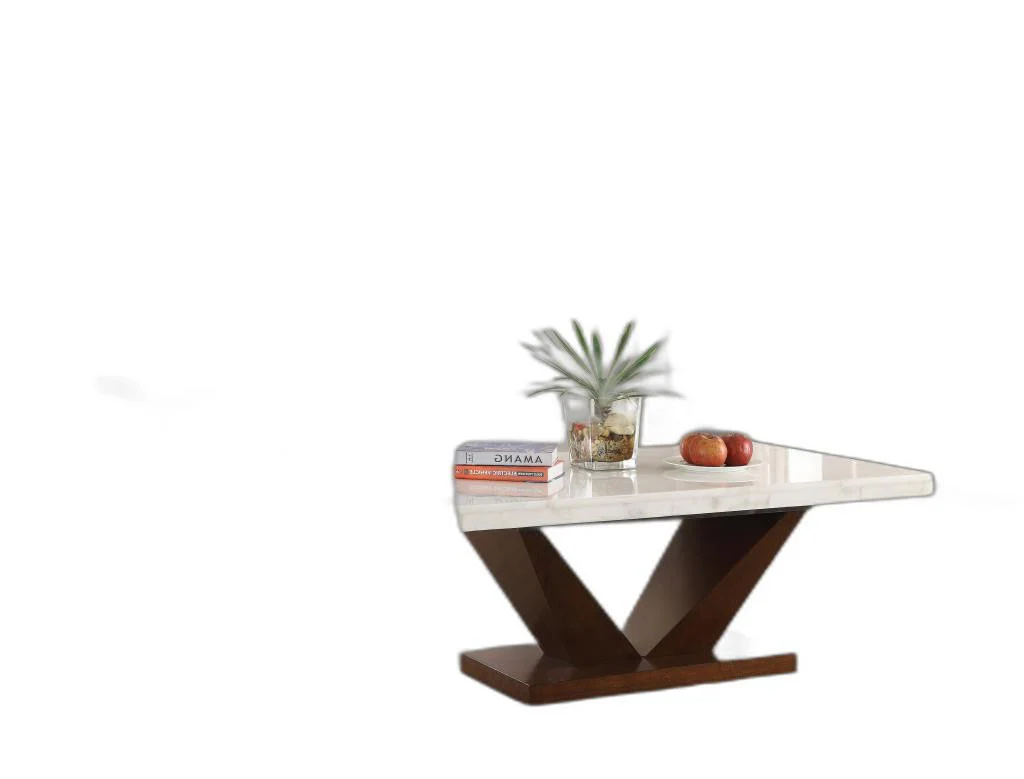 23" Walnut And White Marble Manufactured Wood Square End Table By Homeroots - Image 2