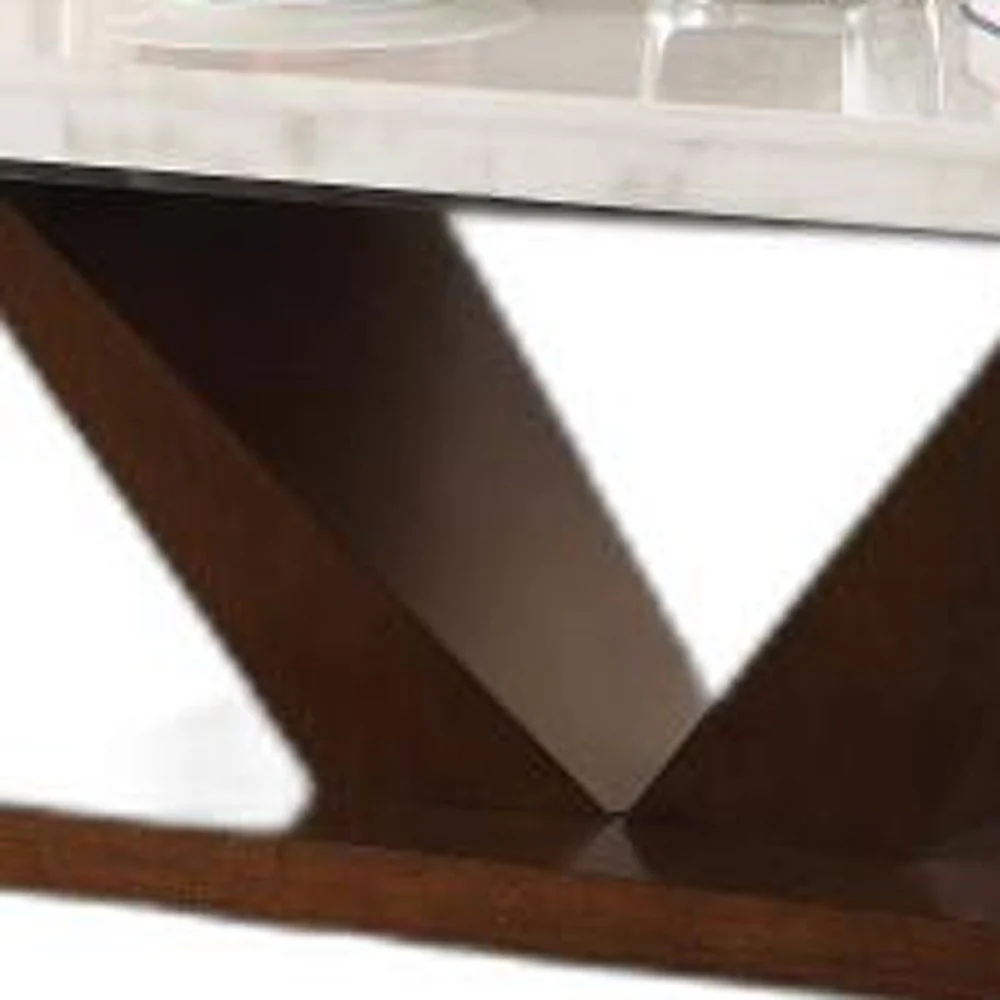 23" Walnut And White Marble Manufactured Wood Square End Table By Homeroots - Image 5