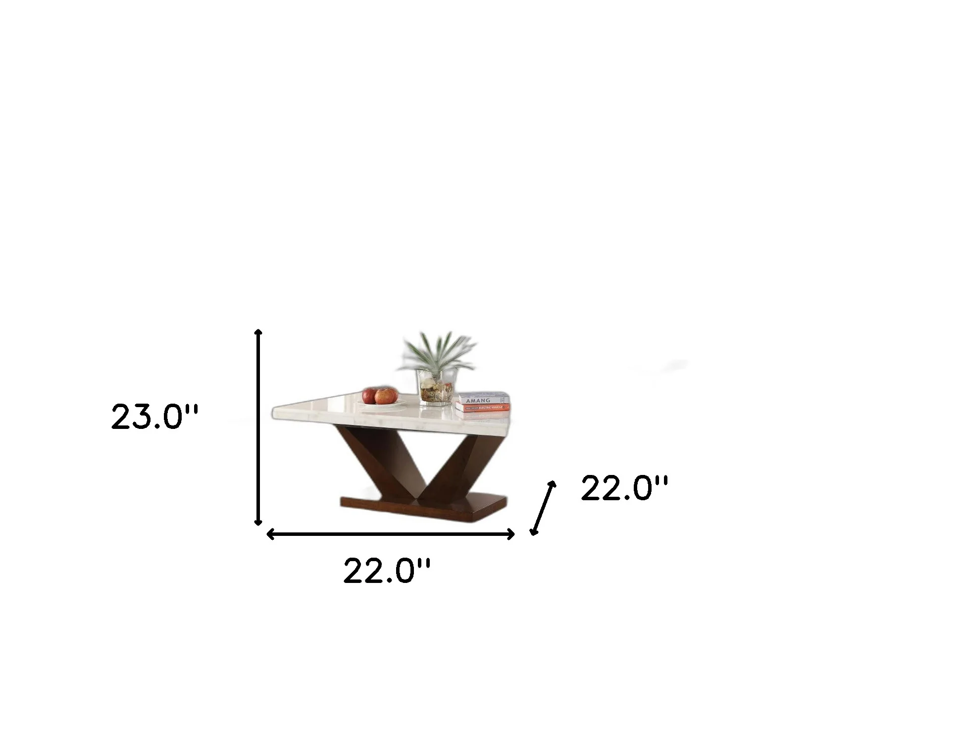 23" Walnut And White Marble Manufactured Wood Square End Table By Homeroots - Image 7