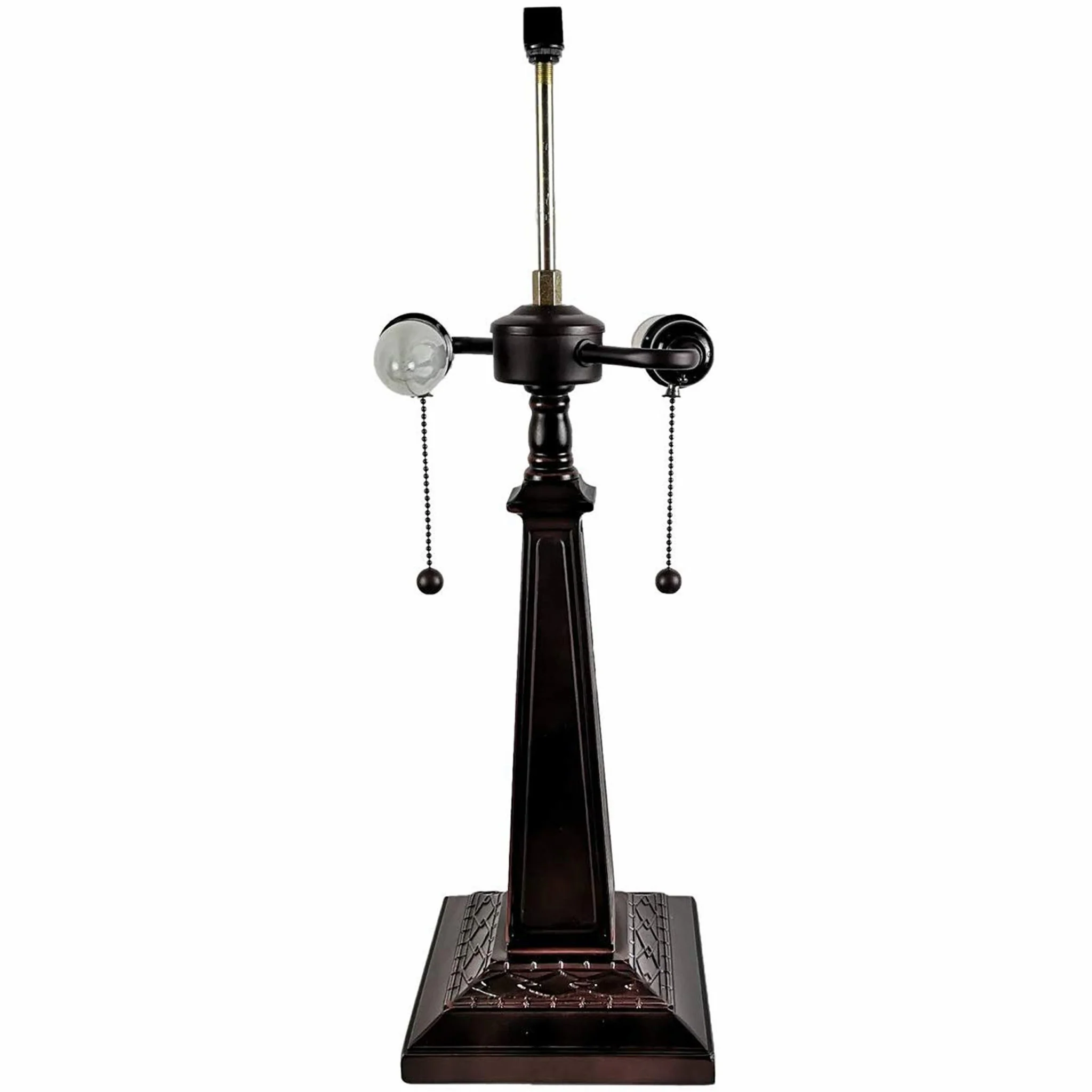 23" White Amber and Brown Stained Glass Two Light Mission Style Table Lamp By Homeroots - Image 5