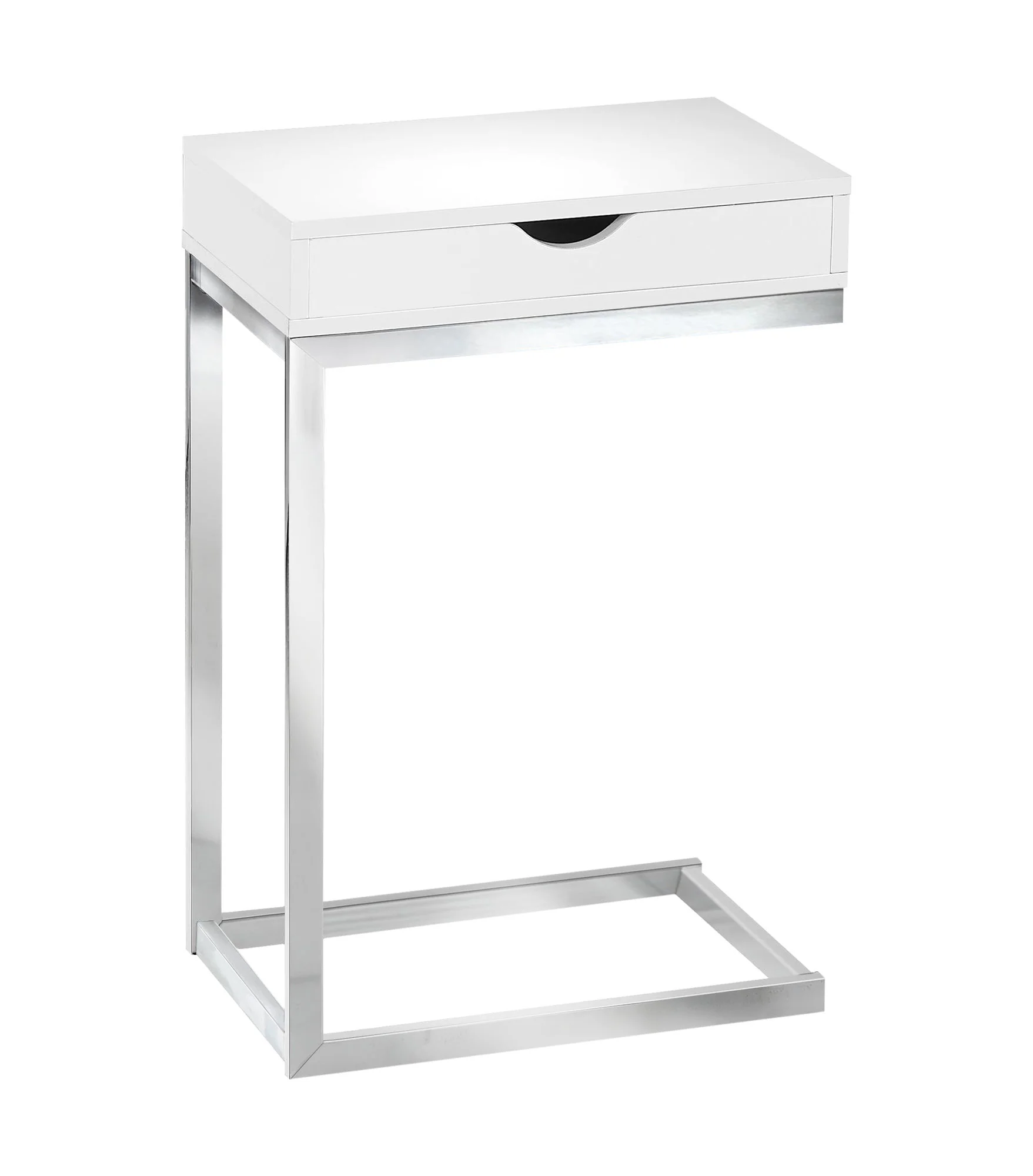 24.5" White Finish and Chromed Metal Accent Table By Homeroots - Image 2