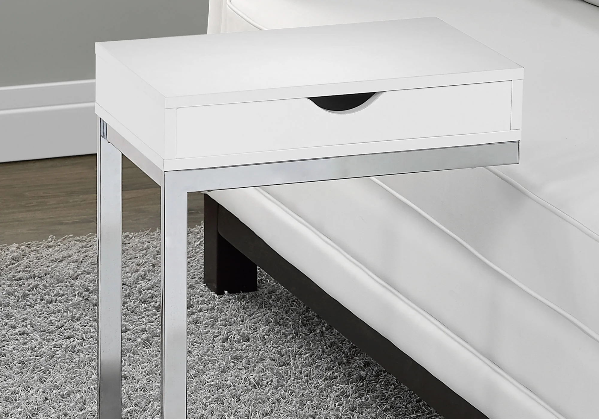 24.5" White Finish and Chromed Metal Accent Table By Homeroots - Image 3