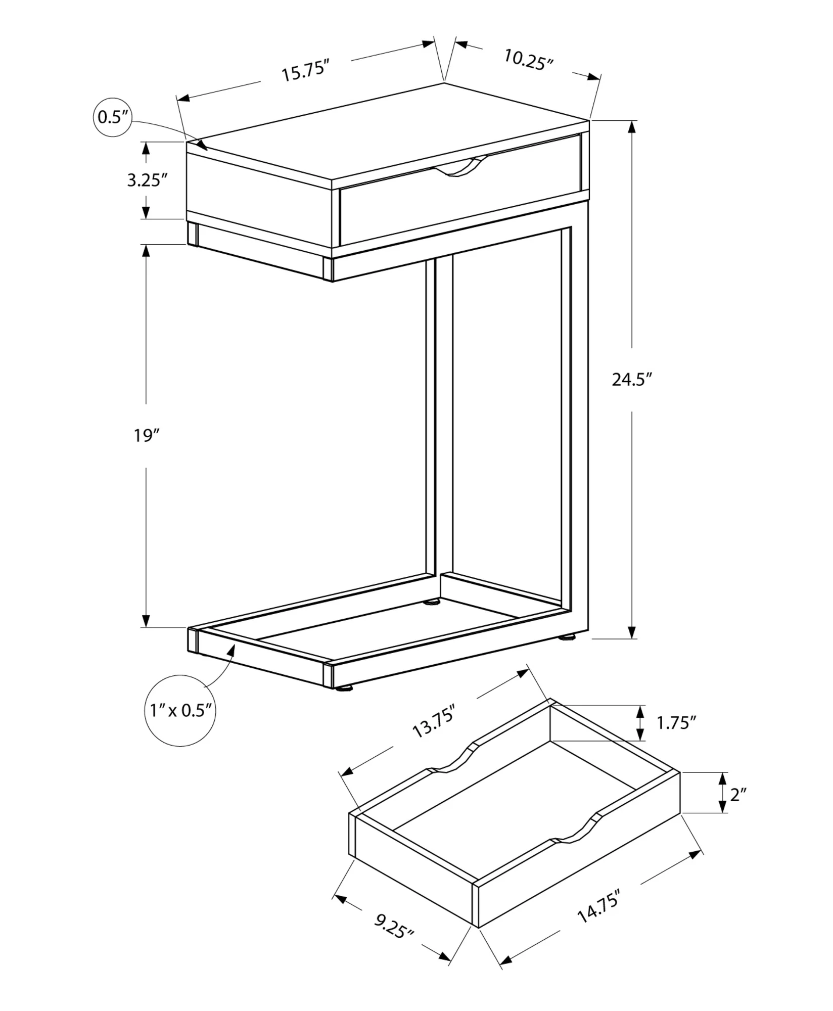 24.5" White Finish and Chromed Metal Accent Table By Homeroots - Image 4