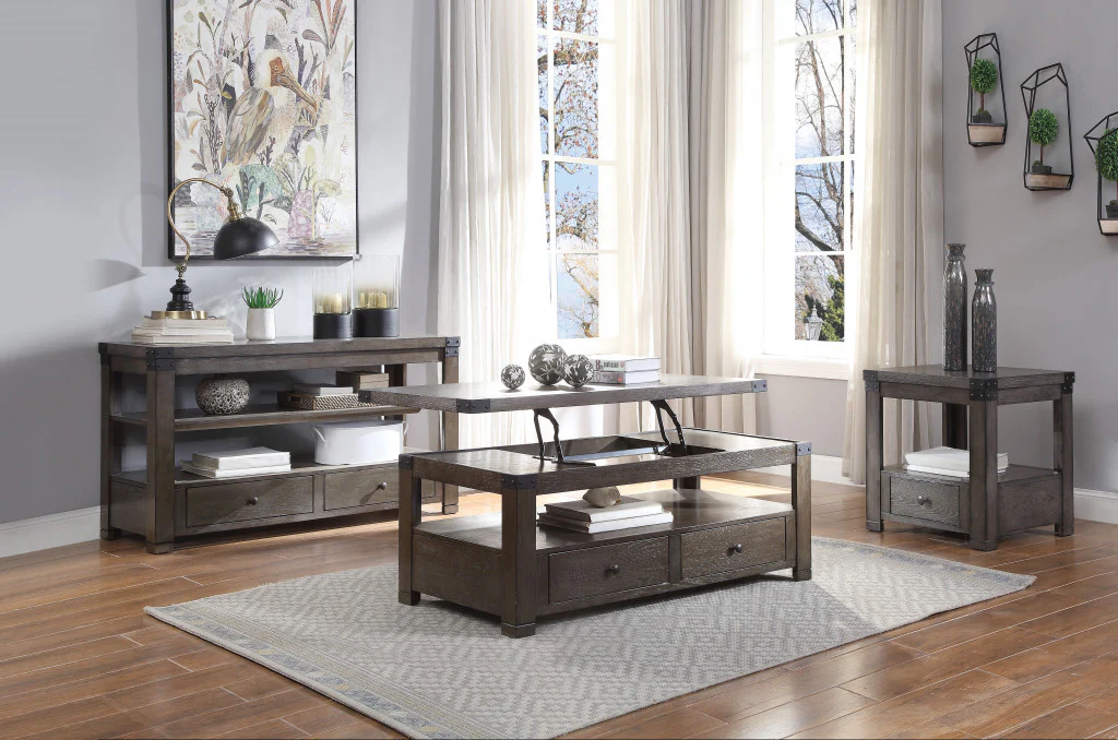 24" Ash Gray Square End Table With Drawer And Shelf By Homeroots - Image 4