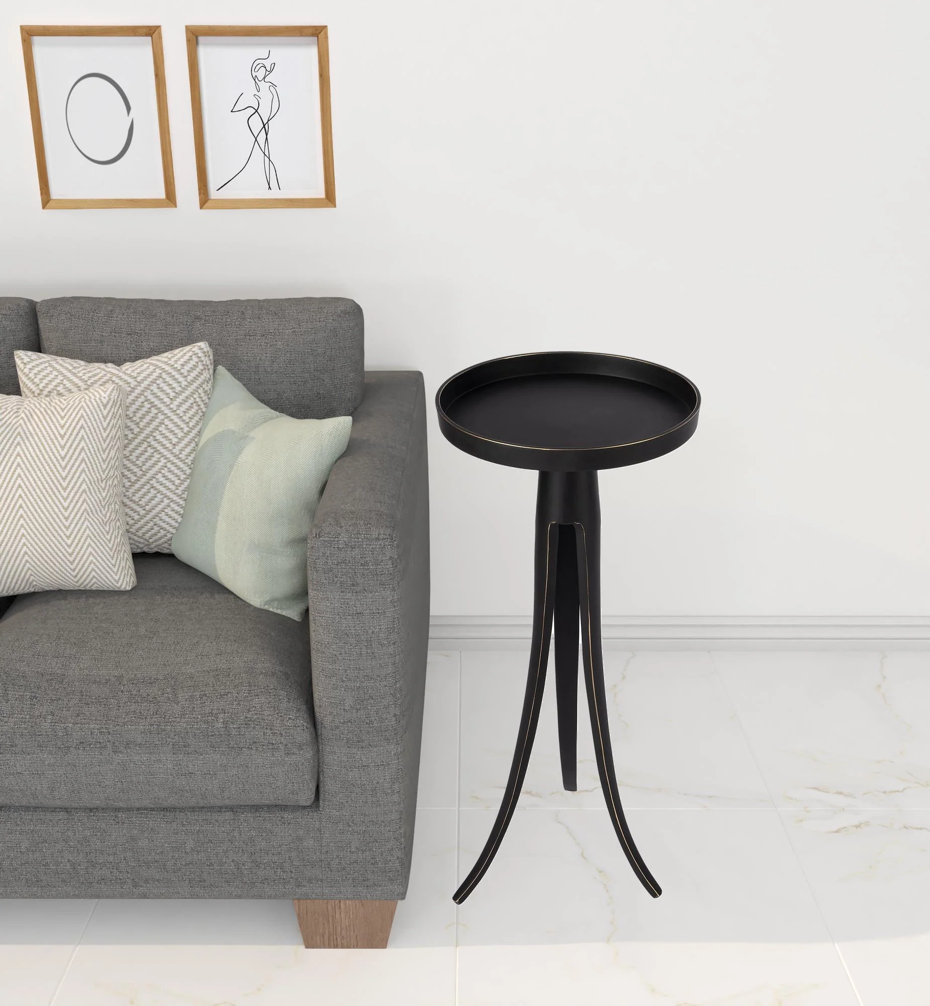 24" Black Aluminum Round End Table By Homeroots - Image 4