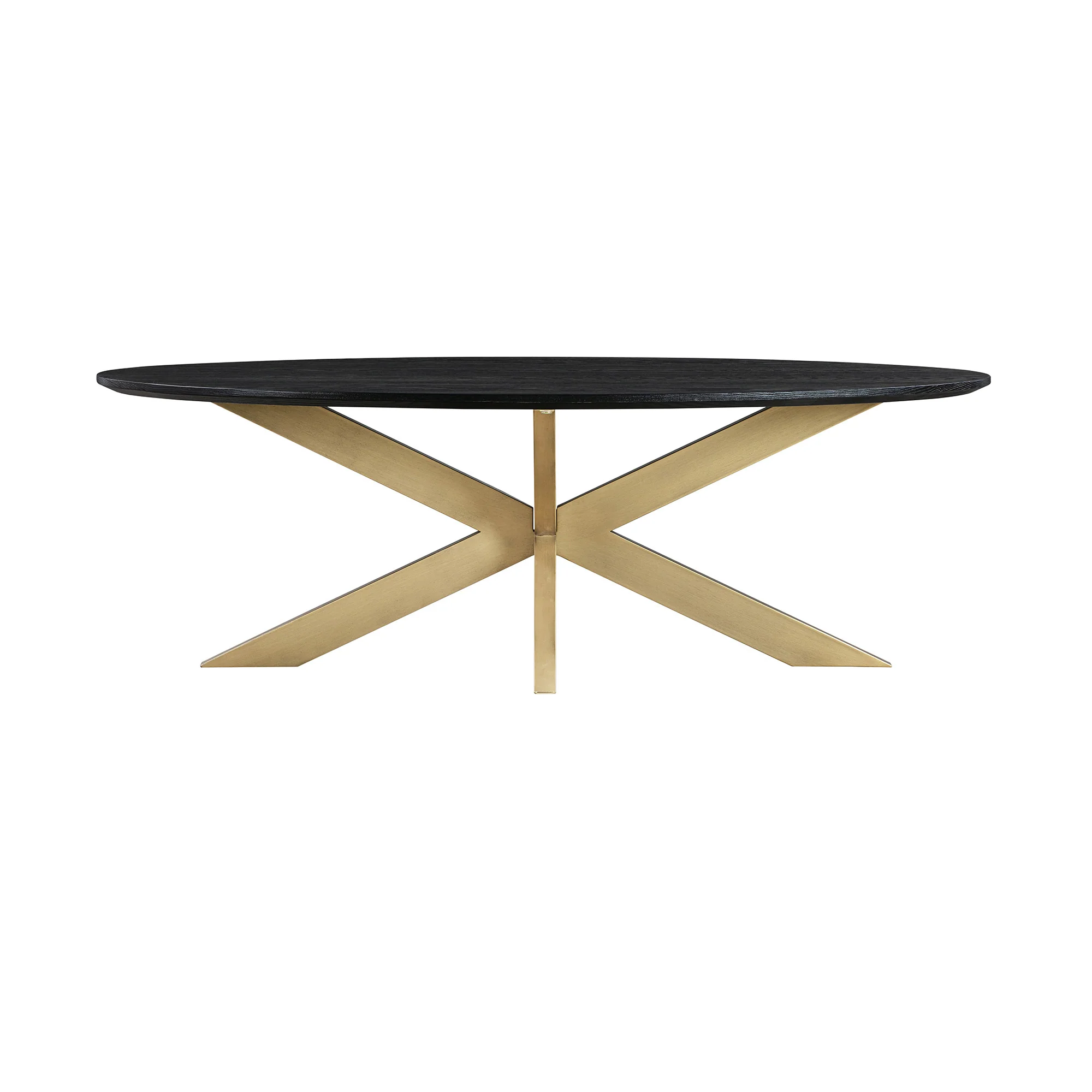 24" Black And Brass Solid Wood Oval Coffee Table By Homeroots - Image 2