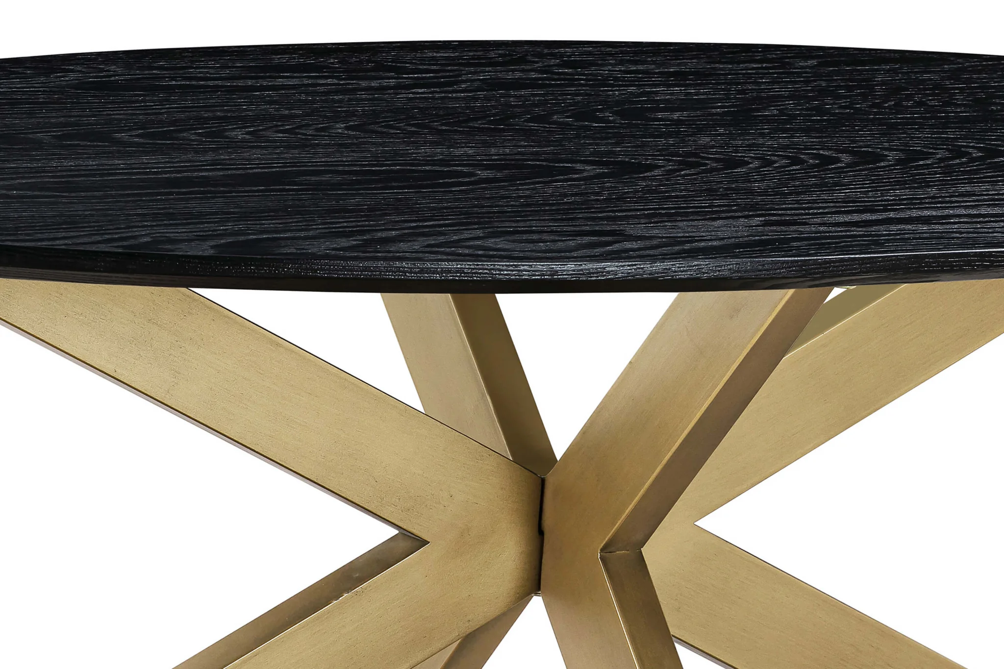24" Black And Brass Solid Wood Oval Coffee Table By Homeroots - Image 5