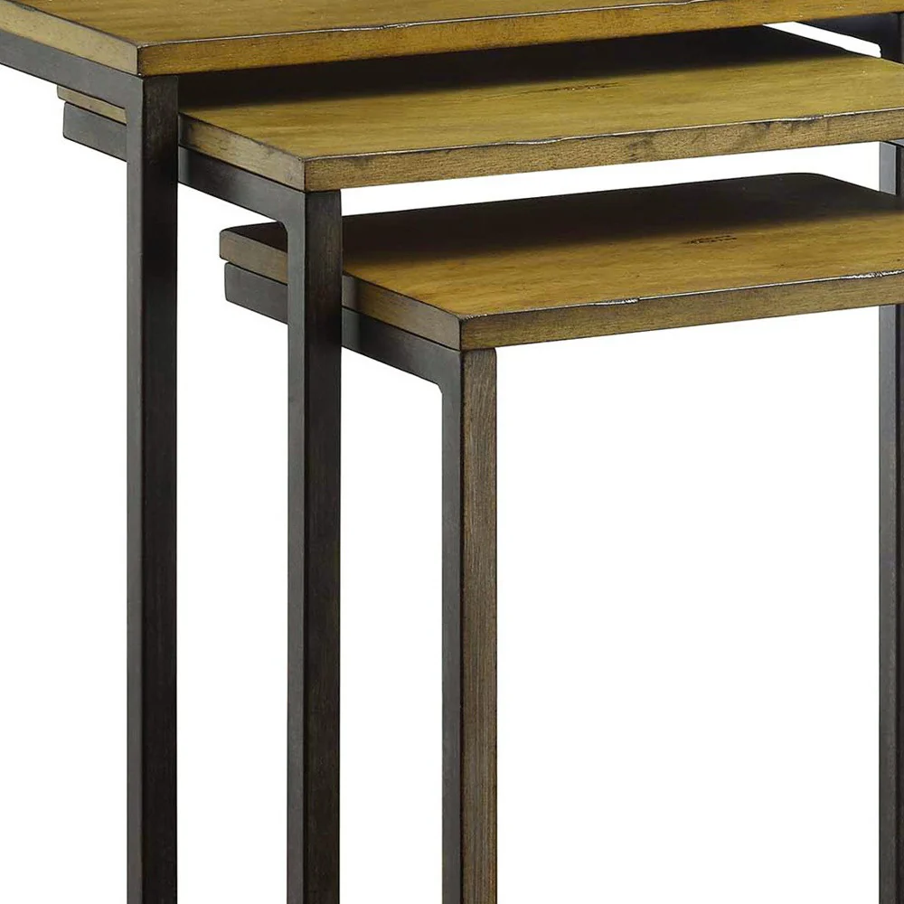 24" Black And Brown Solid Wood Rectangular End Table By Homeroots - Image 3