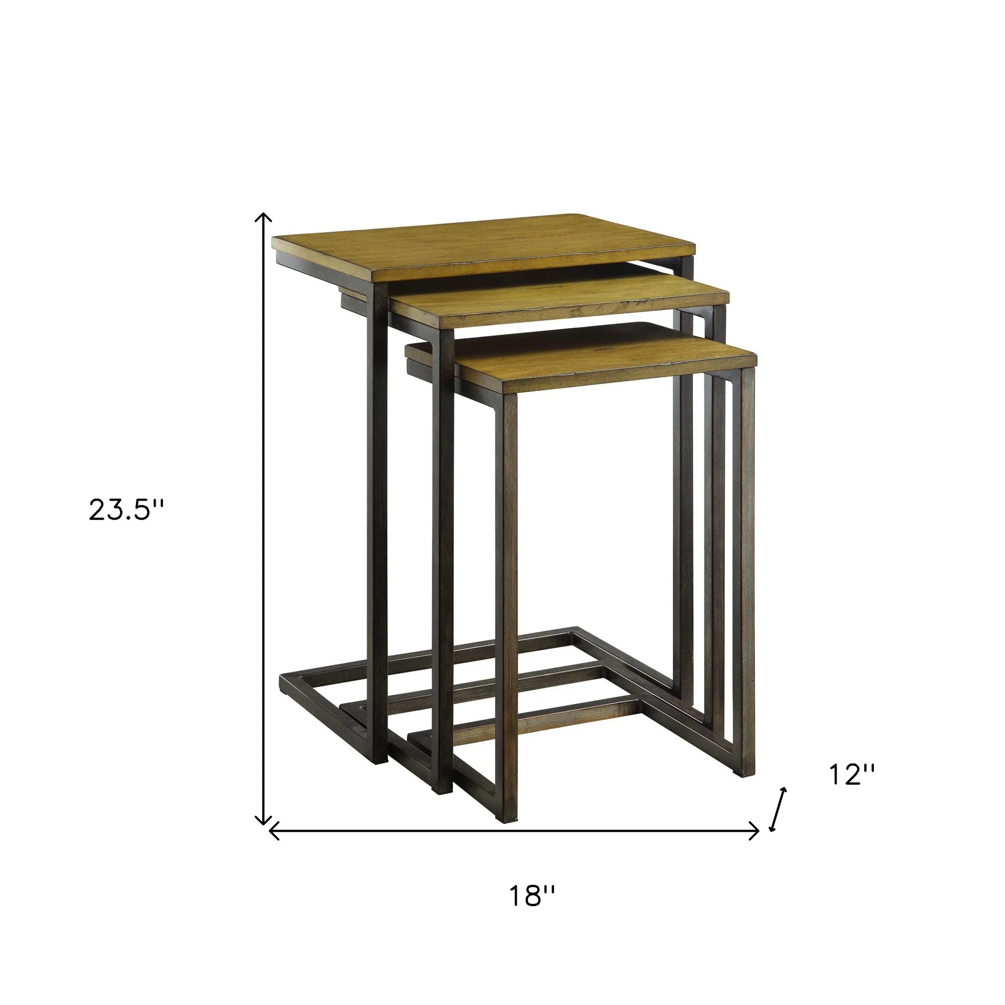 24" Black And Brown Solid Wood Rectangular End Table By Homeroots - Image 5
