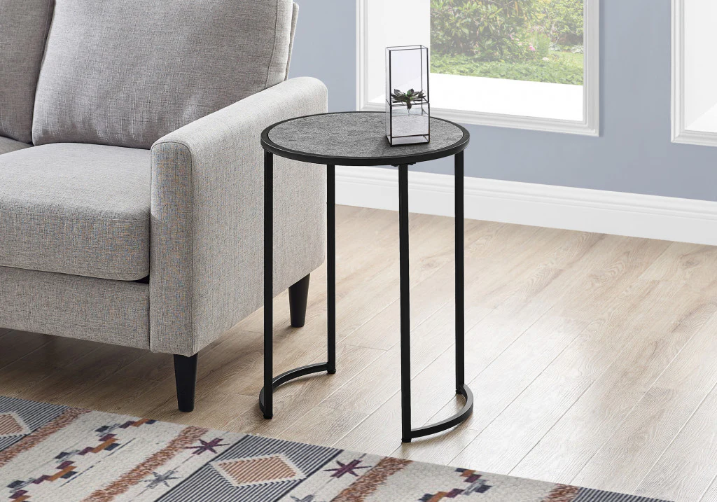 24" Black And Gray Round End Table By Homeroots - Image 6