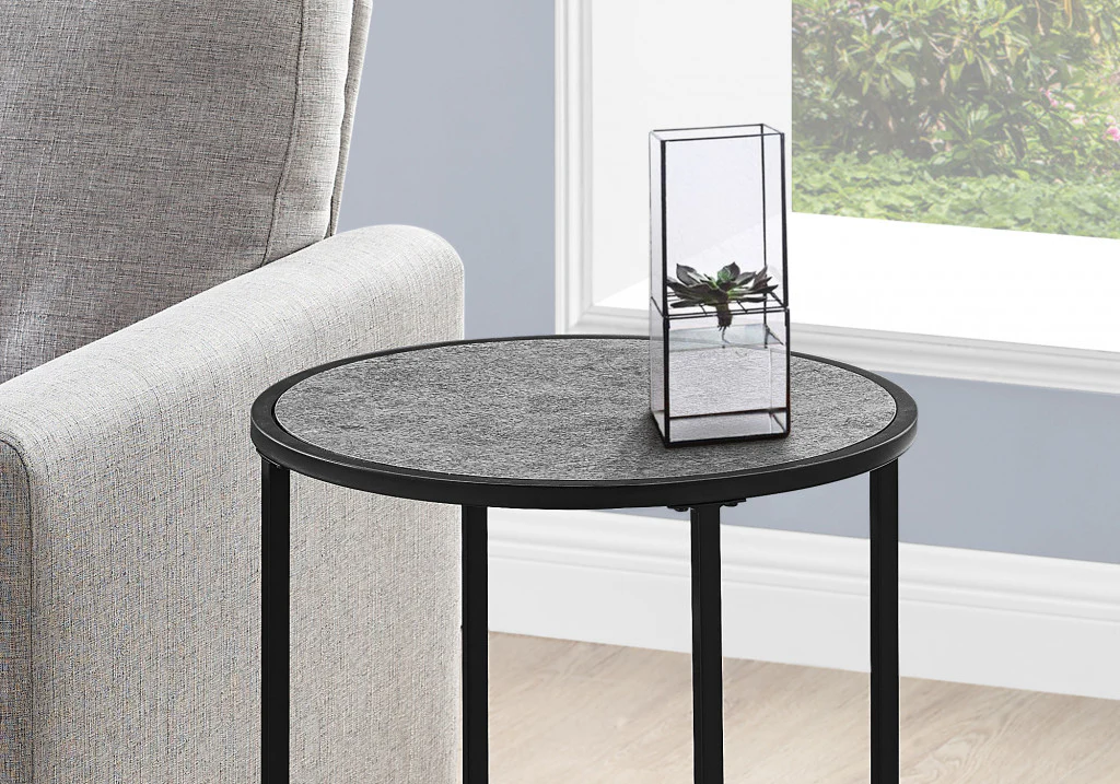 24" Black And Gray Round End Table By Homeroots - Image 7