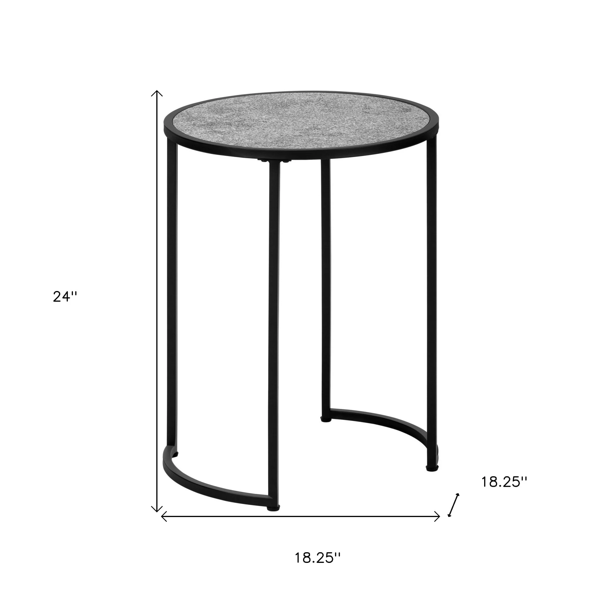 24" Black And Gray Round End Table By Homeroots - Image 8