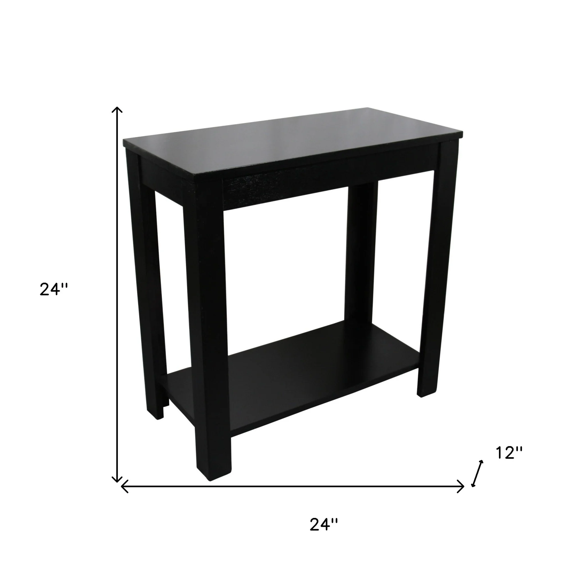 24" Black End Table With Shelf By Homeroots - Image 8