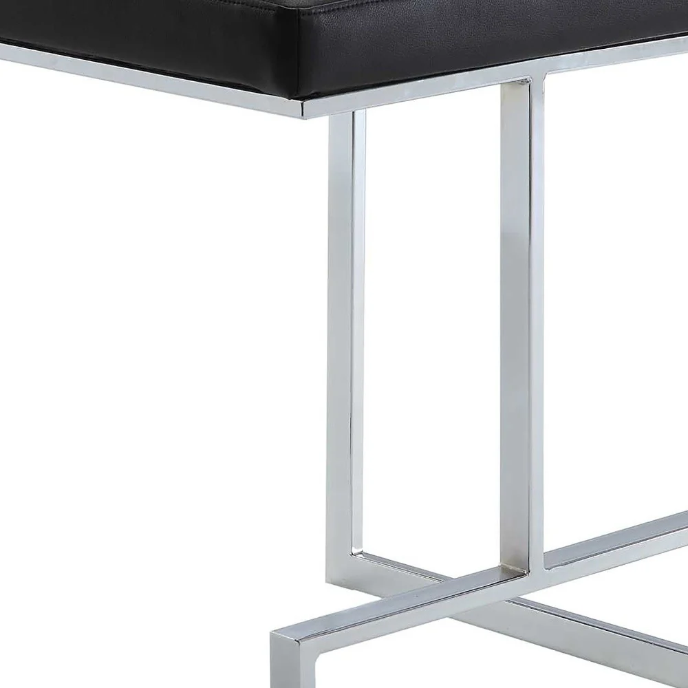 24" Black Faux Leather And Steel Backless Counter Height Bar Chair By Homeroots - Image 4