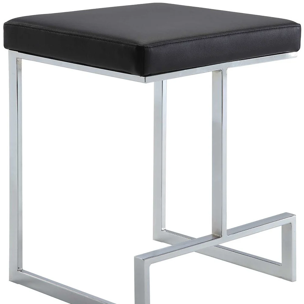 24" Black Faux Leather And Steel Backless Counter Height Bar Chair By Homeroots - Image 5