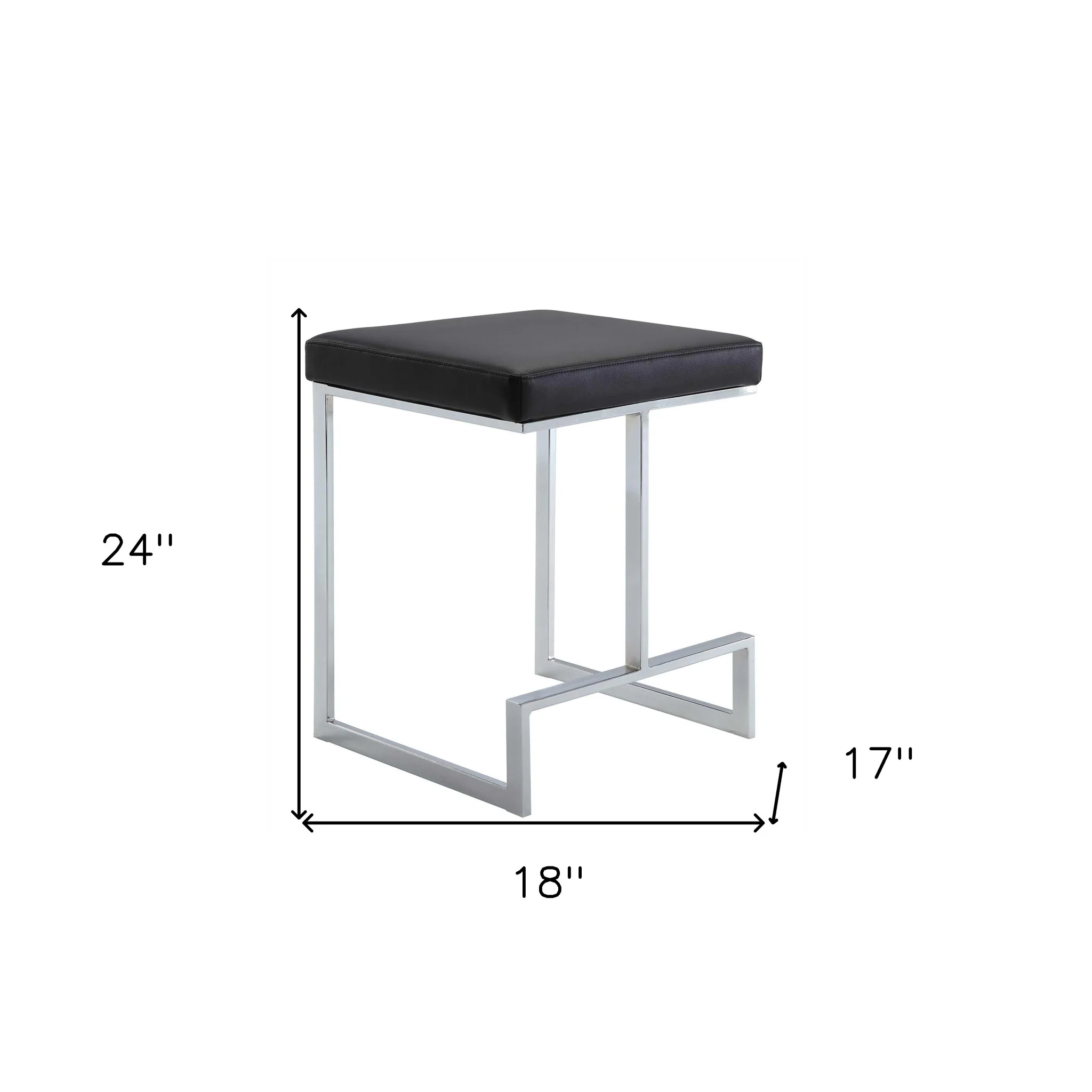24" Black Faux Leather And Steel Backless Counter Height Bar Chair By Homeroots - Image 6