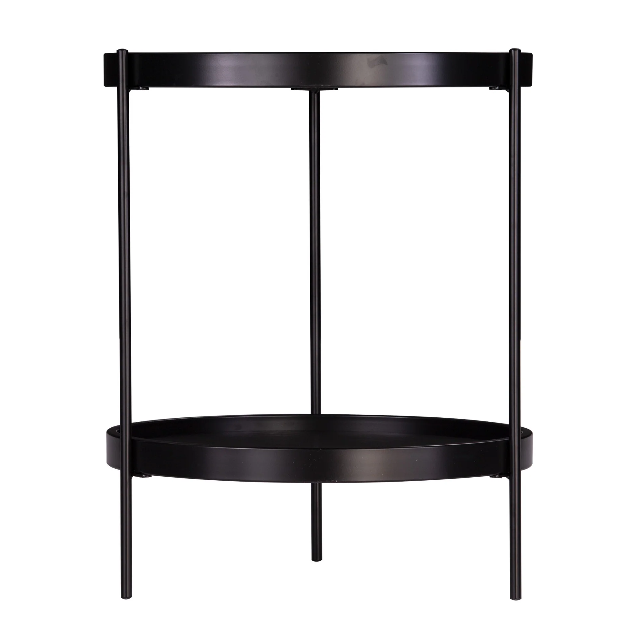 24" Black Manufactured Wood And Iron Round End Table With Shelf By Homeroots - Image 2