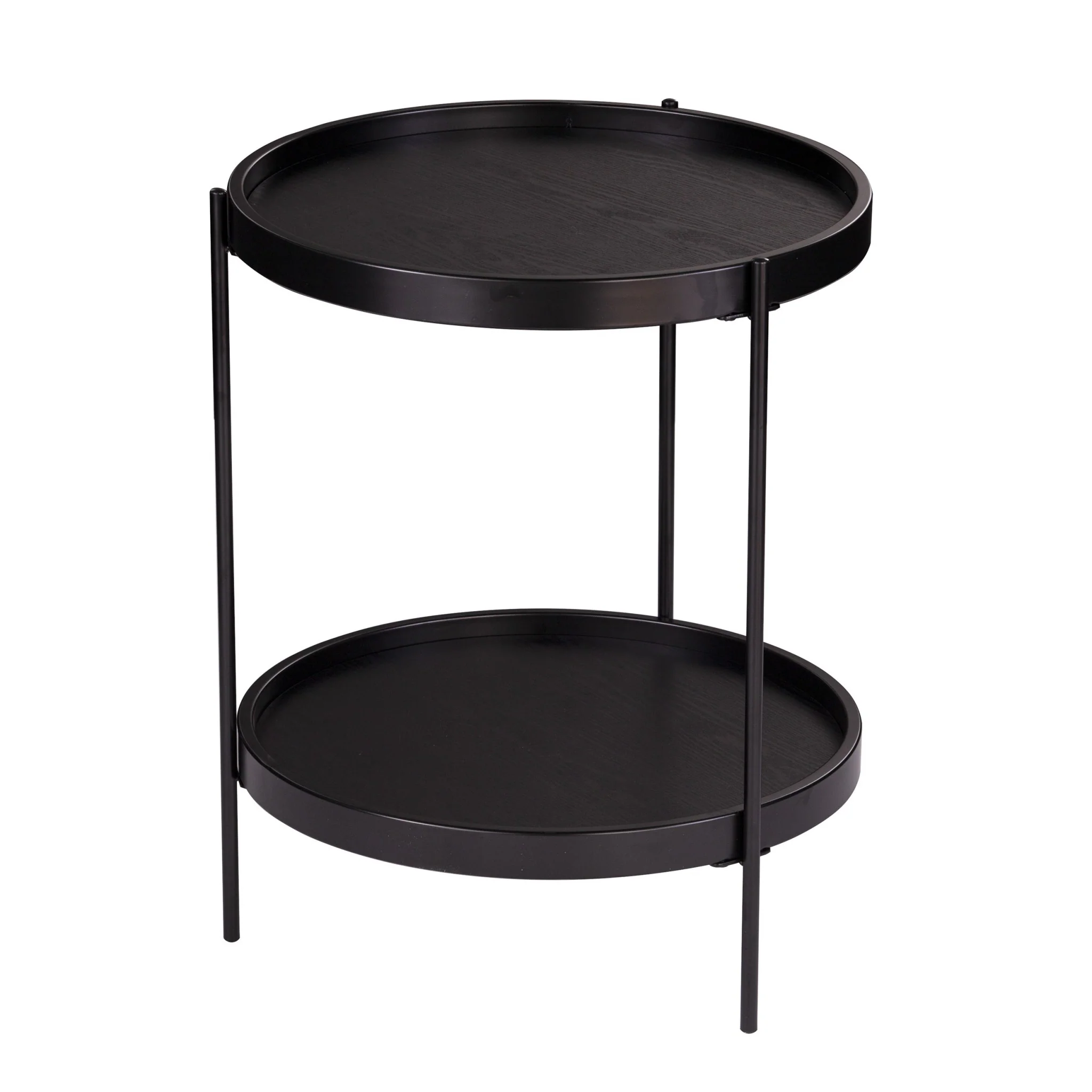 24" Black Manufactured Wood And Iron Round End Table With Shelf By Homeroots - Image 3