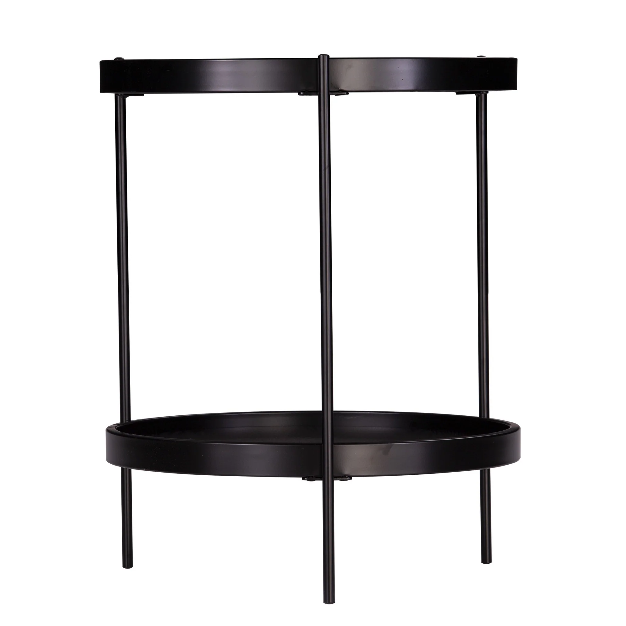 24" Black Manufactured Wood And Iron Round End Table With Shelf By Homeroots - Image 4