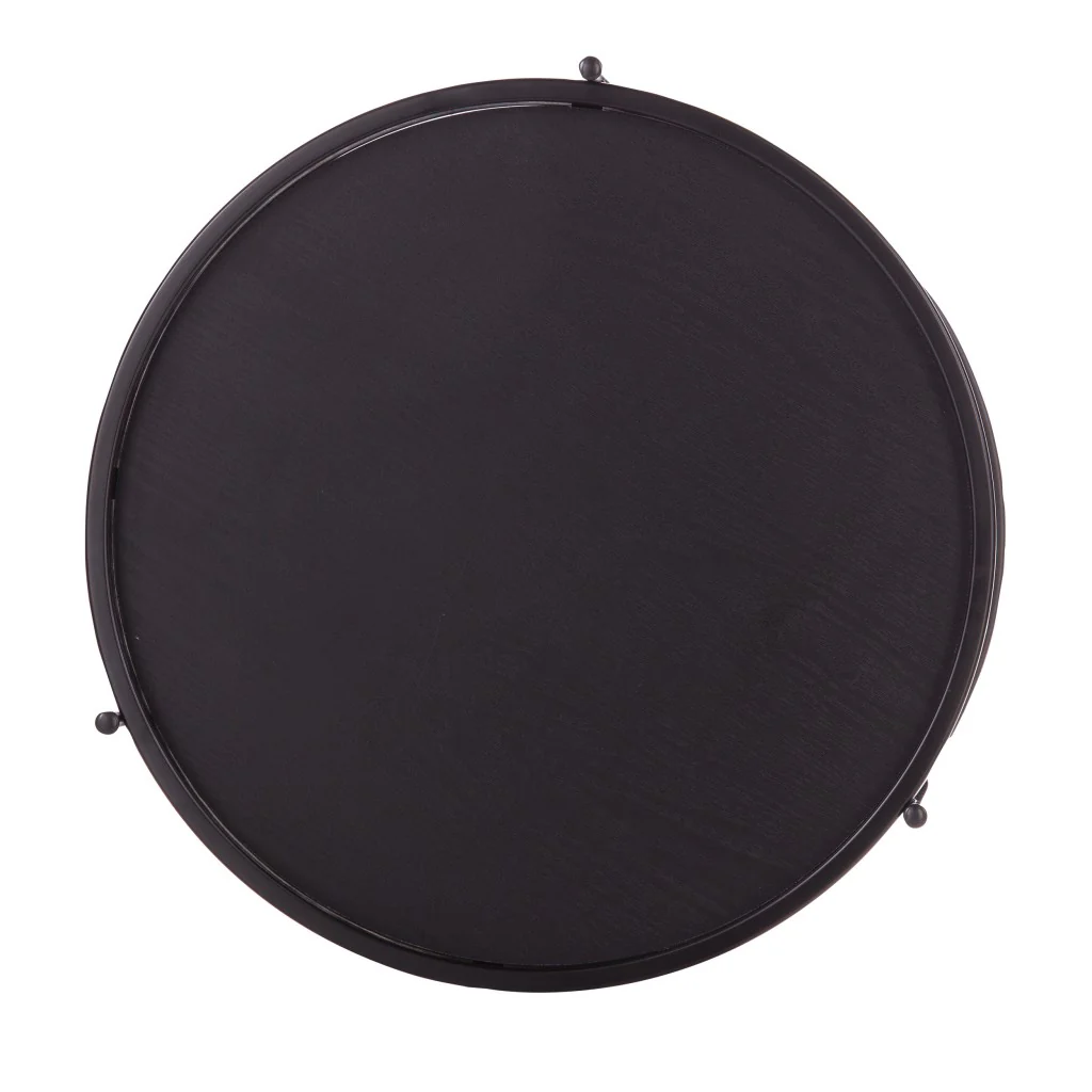 24" Black Manufactured Wood And Iron Round End Table With Shelf By Homeroots - Image 5