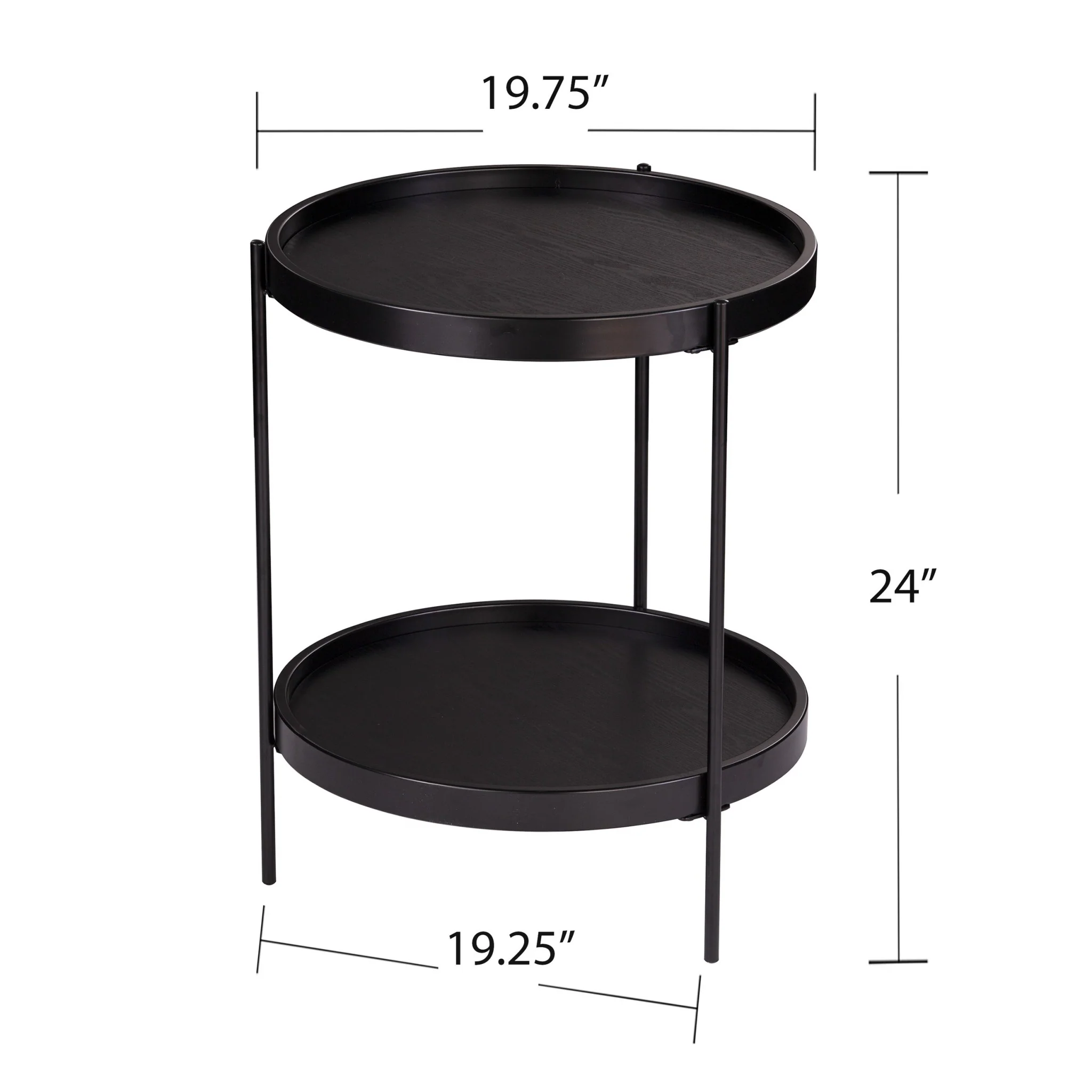 24" Black Manufactured Wood And Iron Round End Table With Shelf By Homeroots - Image 6