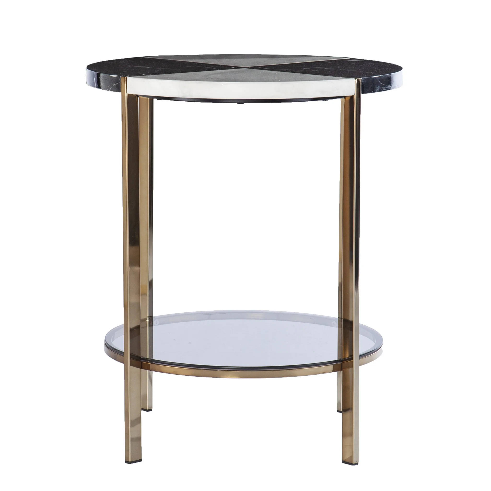 24" Black Manufactured Wood And Iron Round End Table With Two Shelves By Homeroots - Image 2