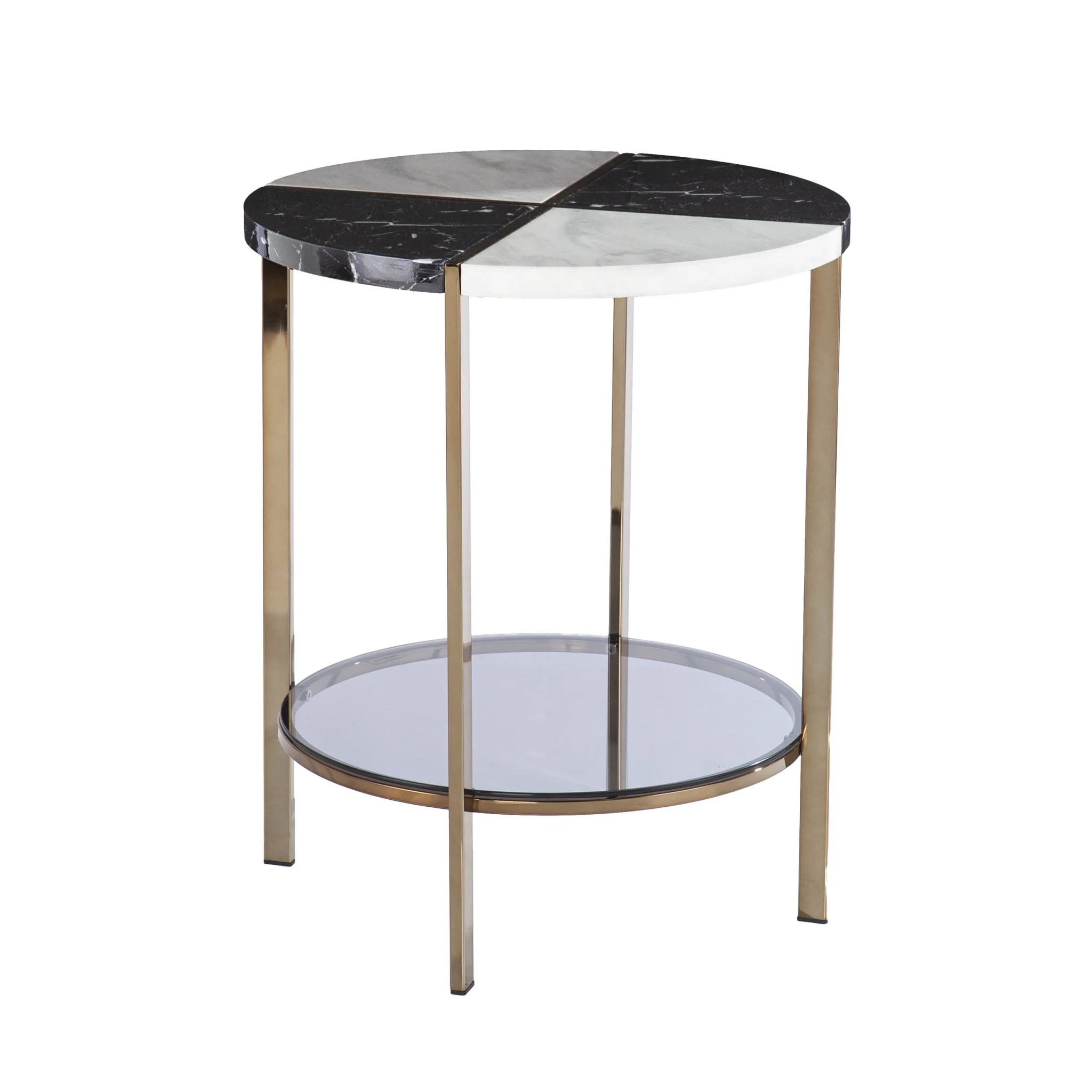 24" Black Manufactured Wood And Iron Round End Table With Two Shelves By Homeroots - Image 3