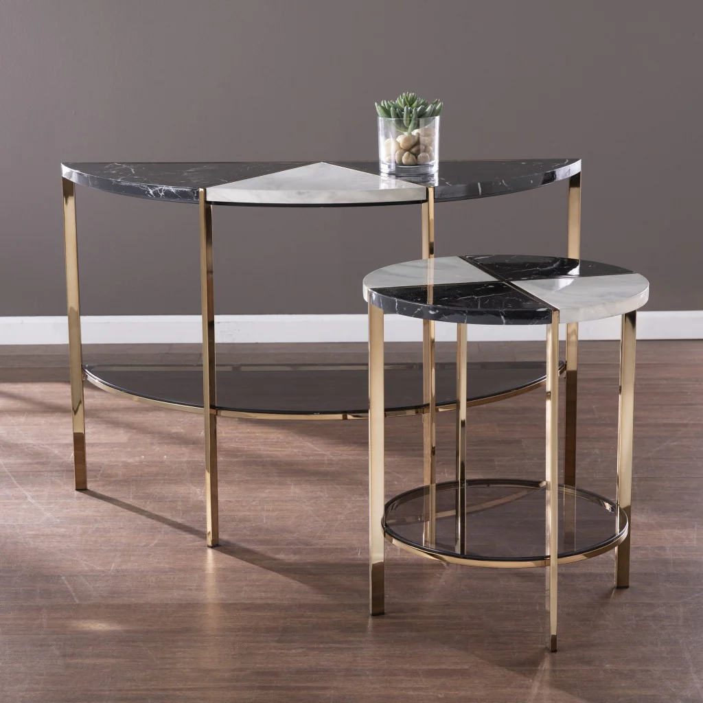 24" Black Manufactured Wood And Iron Round End Table With Two Shelves By Homeroots - Image 5