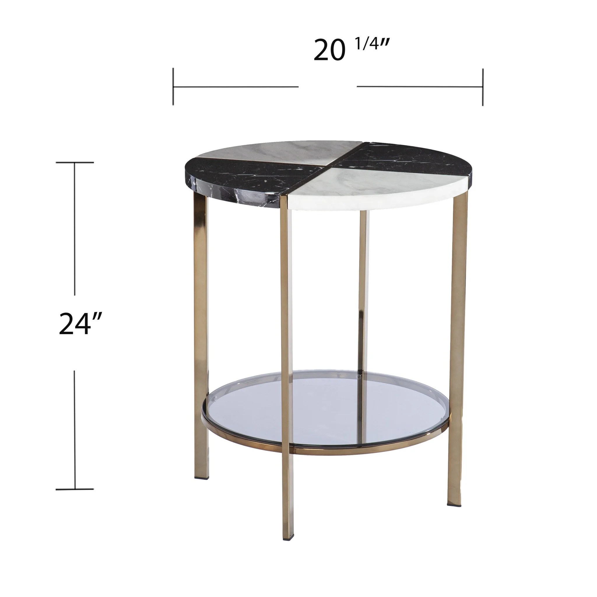 24" Black Manufactured Wood And Iron Round End Table With Two Shelves By Homeroots - Image 6