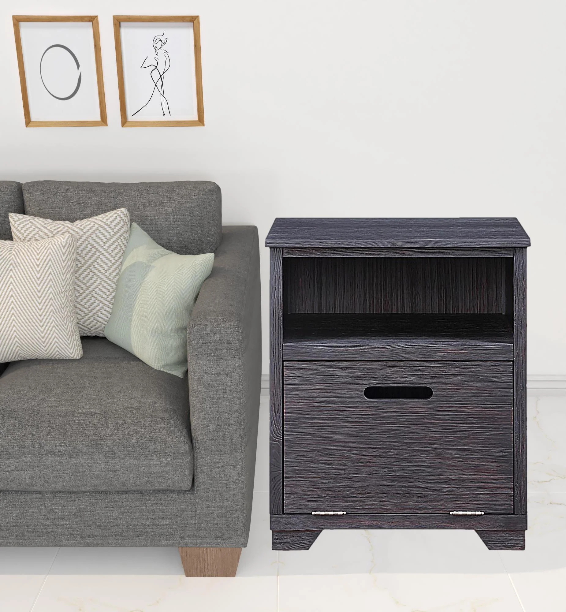 24" Black Manufactured Wood And Solid Wood Rectangular End Table By Homeroots - Image 3