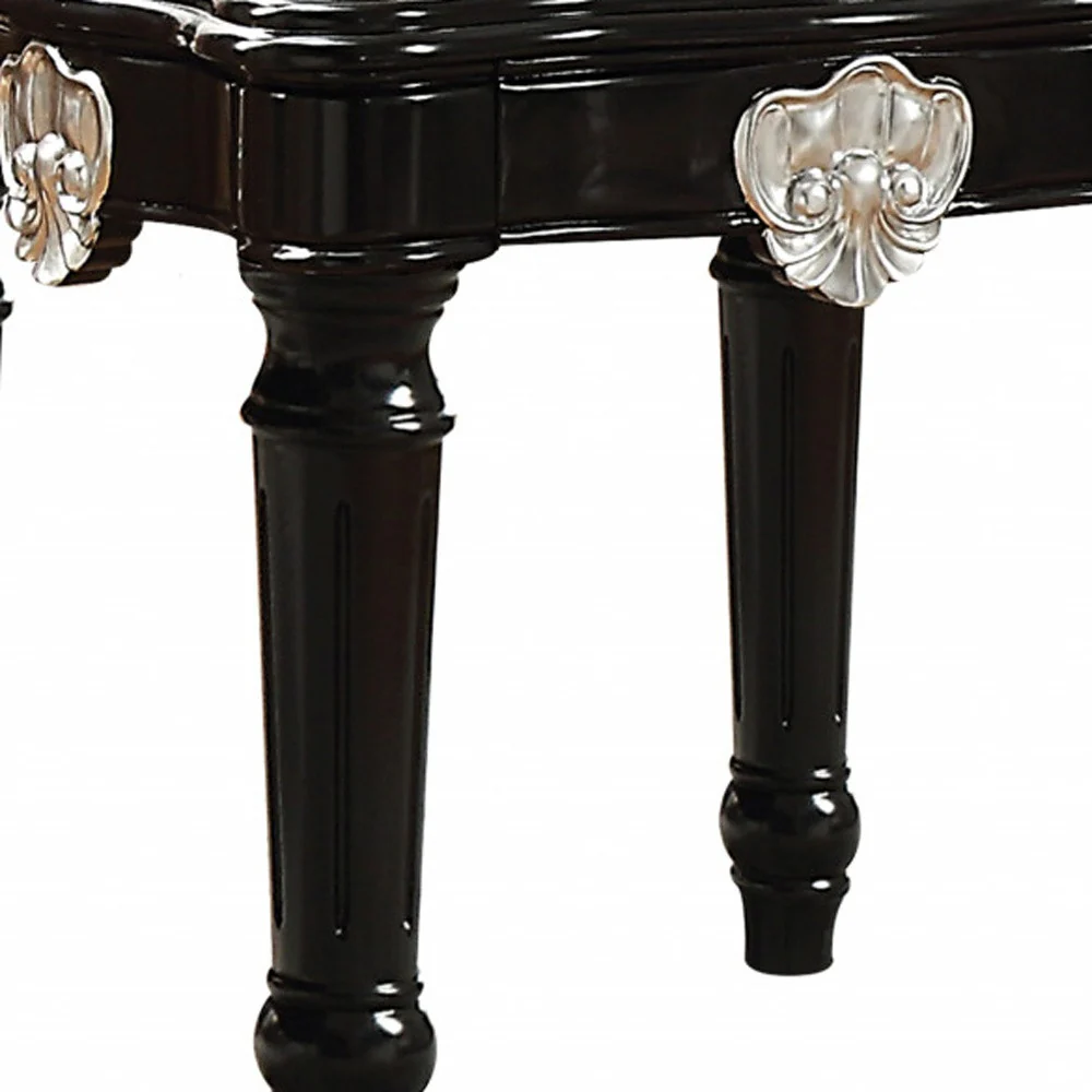 24" Black Manufactured Wood Carved Medallion Square End Table By Homeroots - Image 5