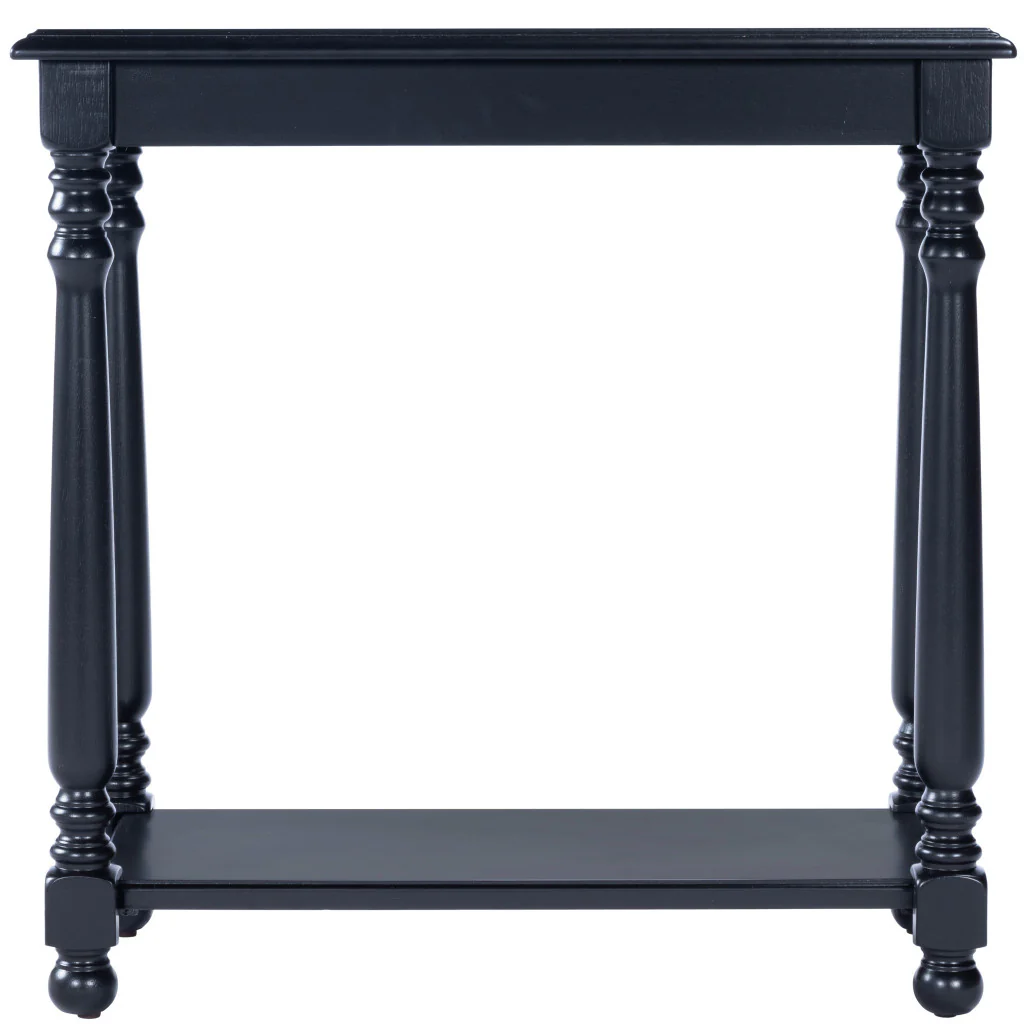 24" Black Manufactured Wood Rectangular End Table With Shelf By Homeroots - Image 2