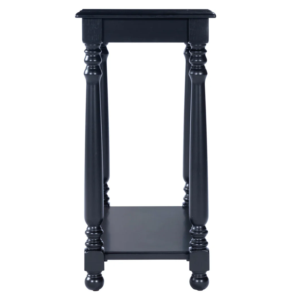 24" Black Manufactured Wood Rectangular End Table With Shelf By Homeroots - Image 3
