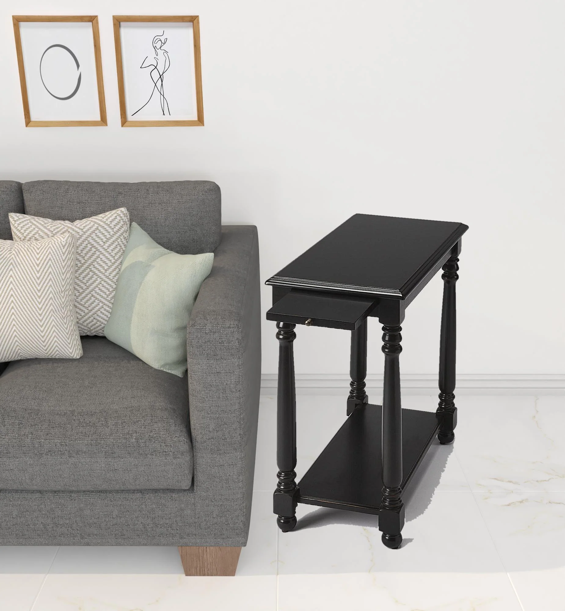 24" Black Manufactured Wood Rectangular End Table With Shelf By Homeroots - Image 5