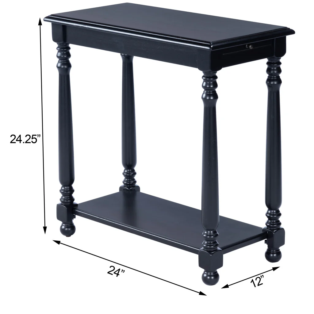24" Black Manufactured Wood Rectangular End Table With Shelf By Homeroots - Image 9
