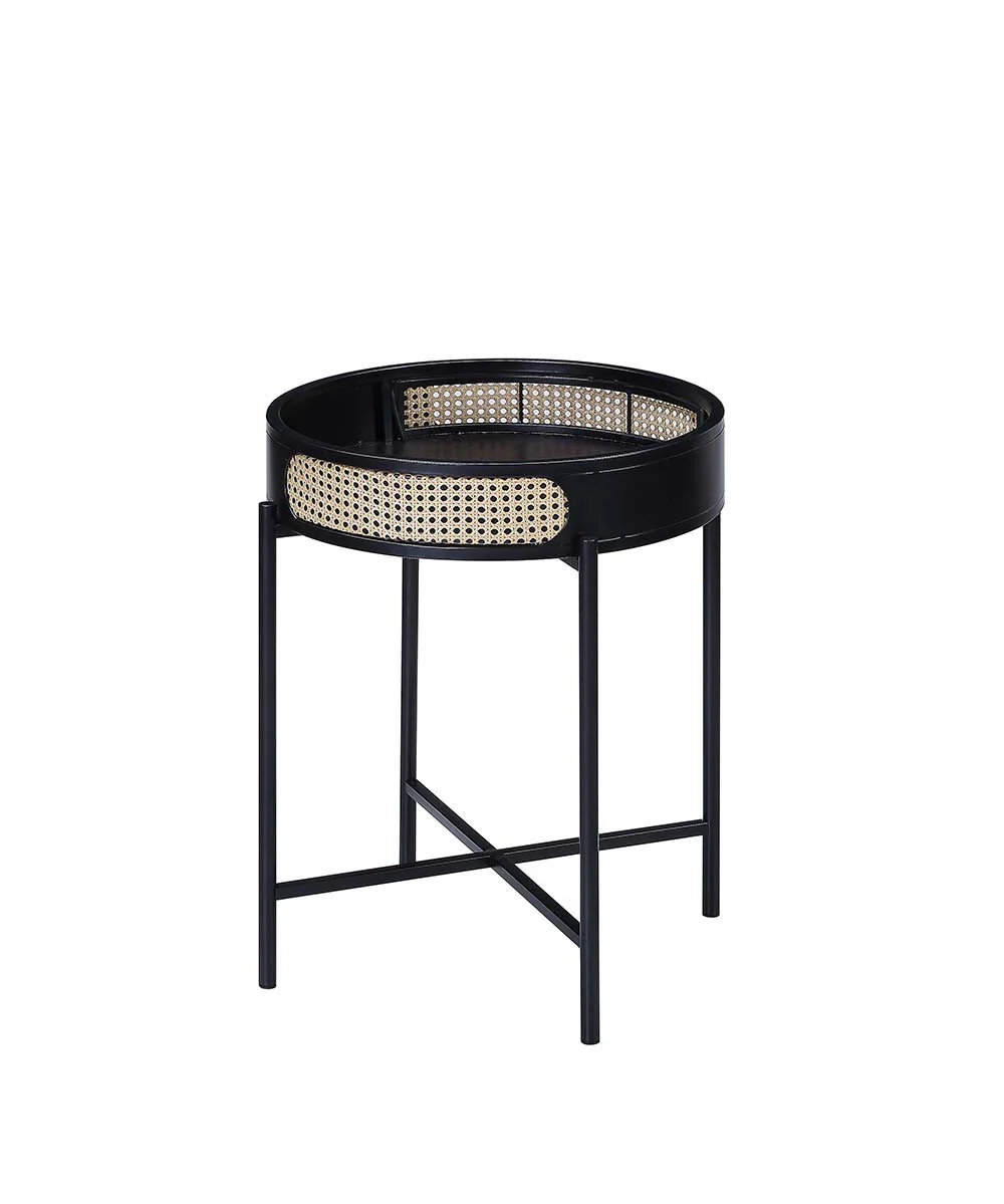24" Black Melamine Veneer And Manufactured Wood Round End Table By Homeroots - Image 3