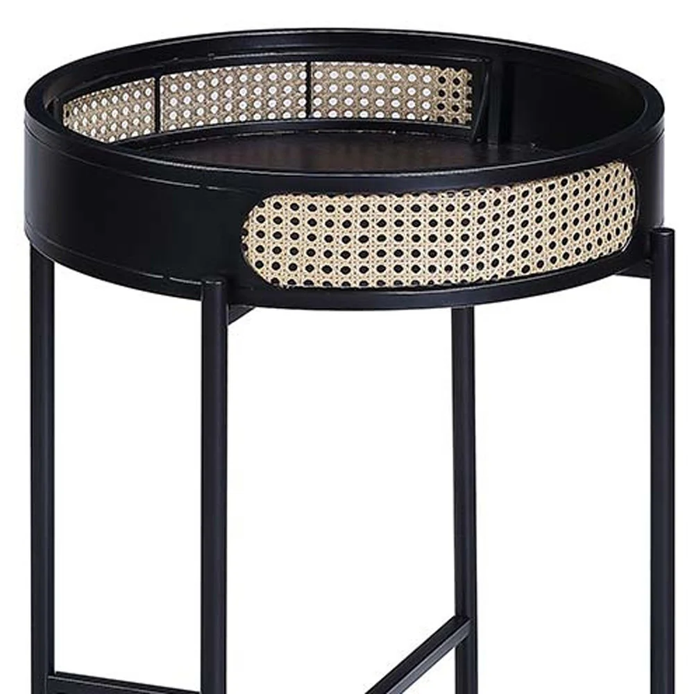 24" Black Melamine Veneer And Manufactured Wood Round End Table By Homeroots - Image 4