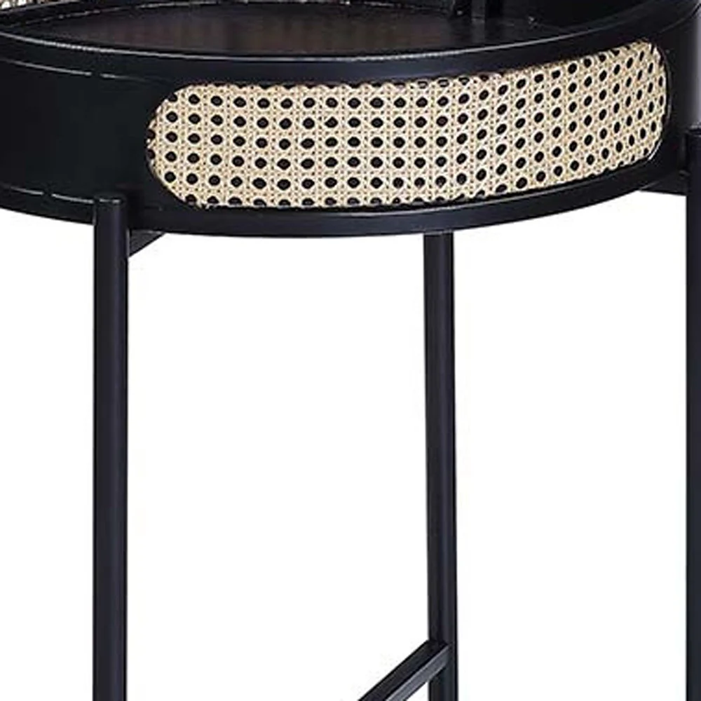 24" Black Melamine Veneer And Manufactured Wood Round End Table By Homeroots - Image 5