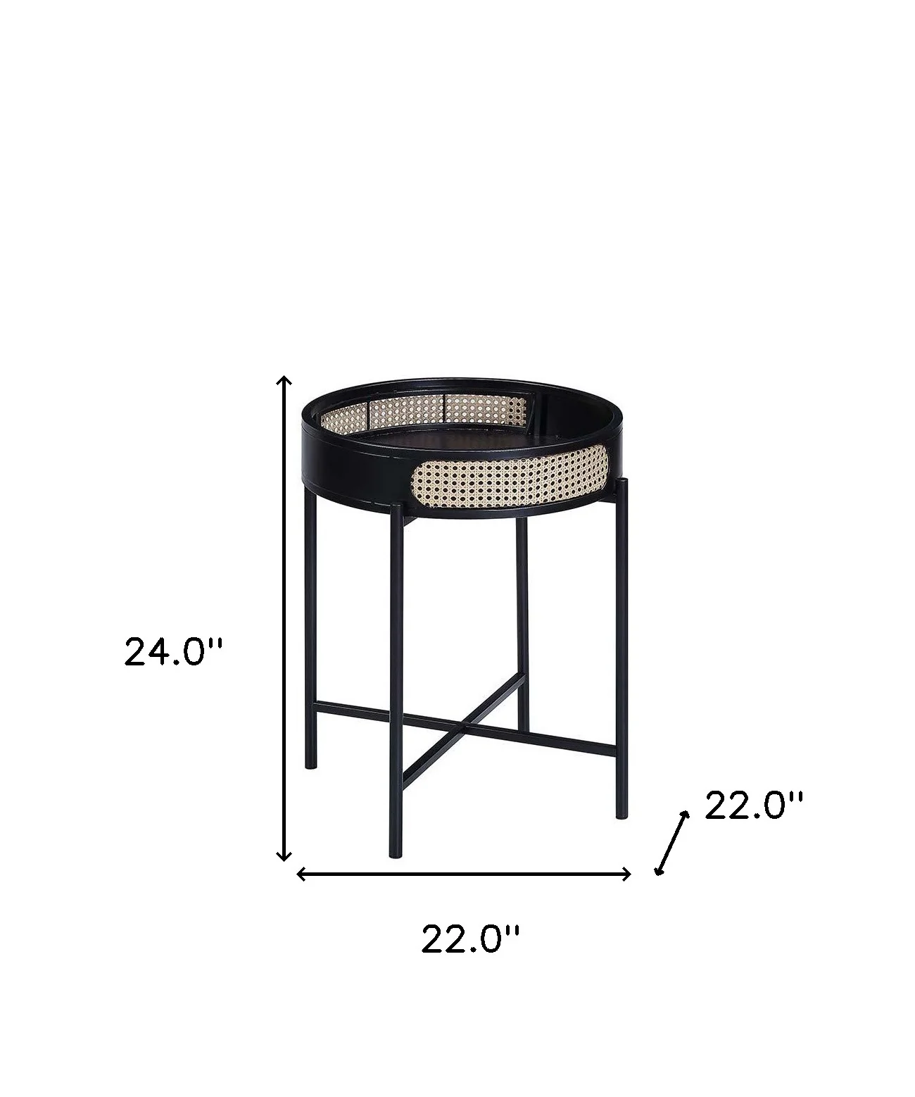 24" Black Melamine Veneer And Manufactured Wood Round End Table By Homeroots - Image 6