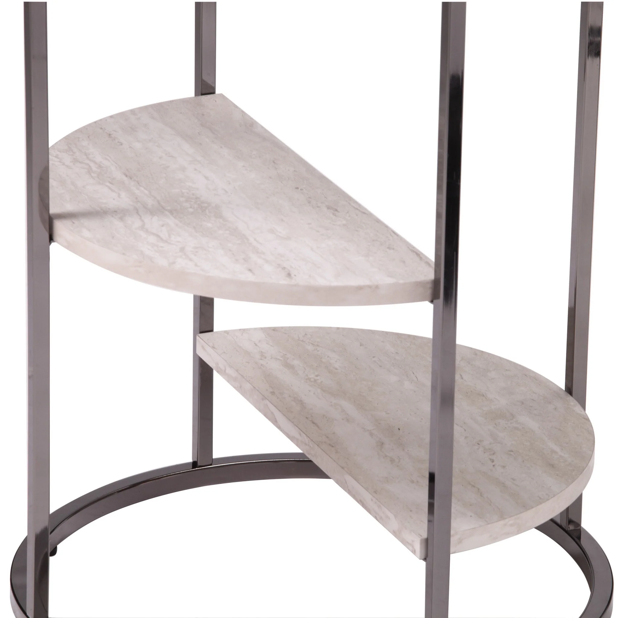 24" Black Metal Glass And Faux Marble Round End Table With Two Shelves By Homeroots - Image 8