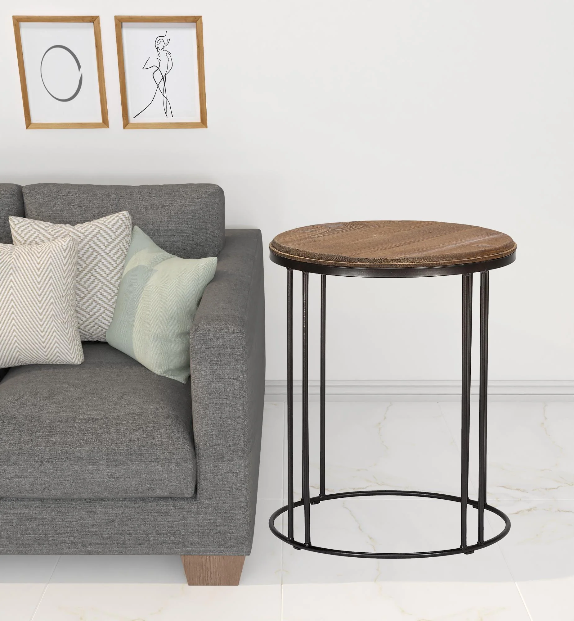 24" Black Solid Wood Round End Table By Homeroots - Image 2