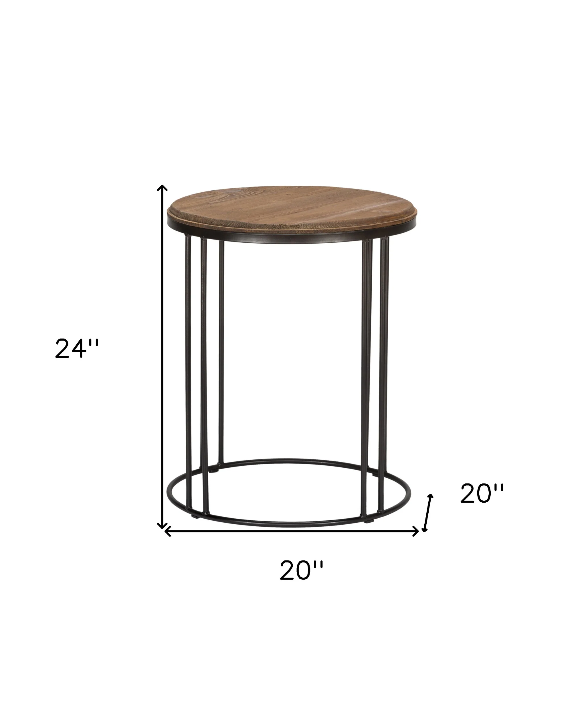 24" Black Solid Wood Round End Table By Homeroots - Image 6