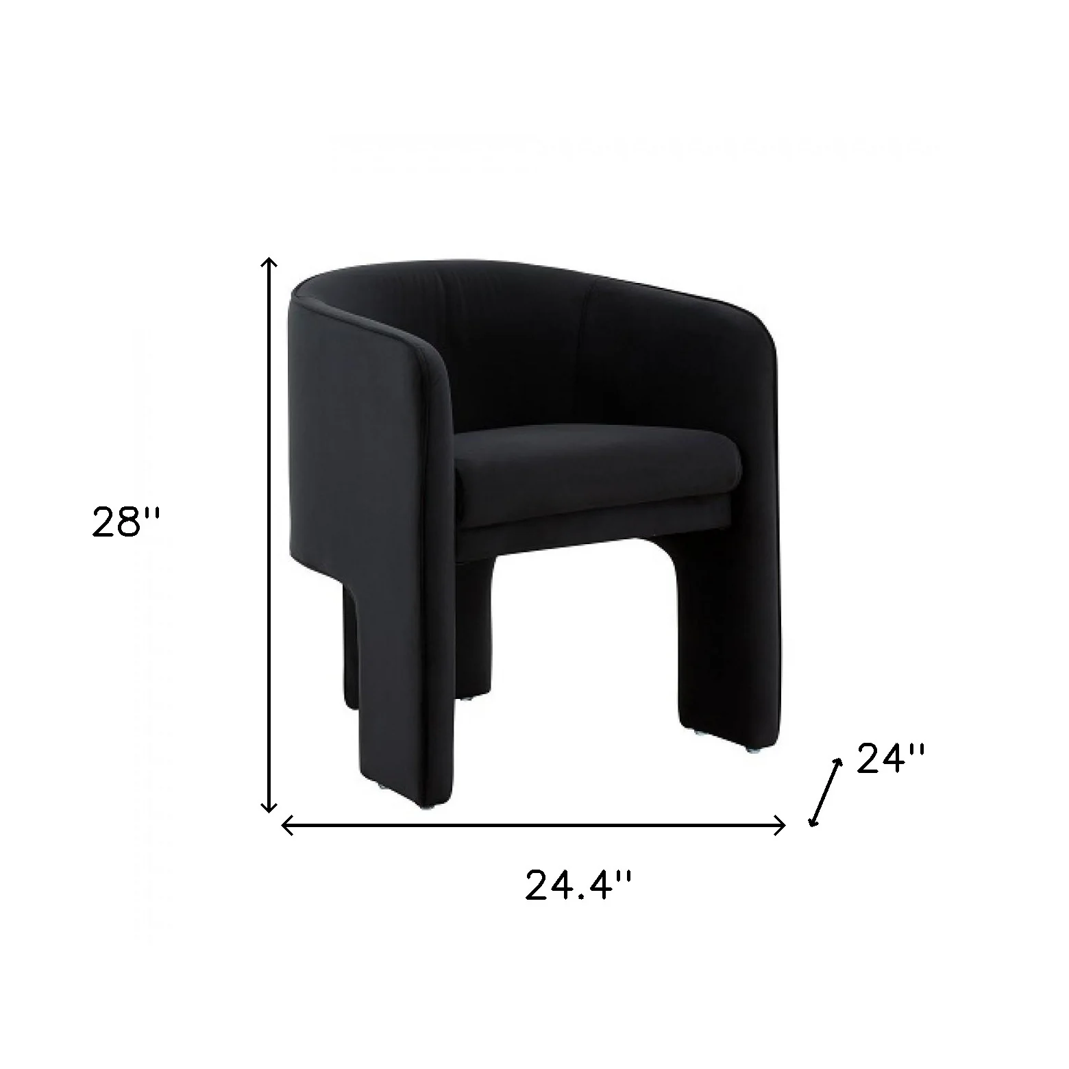 24" Black Velvet Mod Three Leg Arm Chair By Homeroots - Image 6