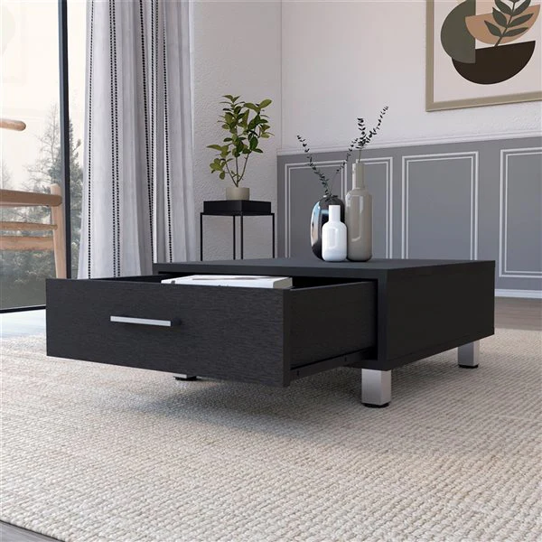 24" Black Wengue Manufactured Wood Rectangular Coffee Table By Homeroots - Image 2