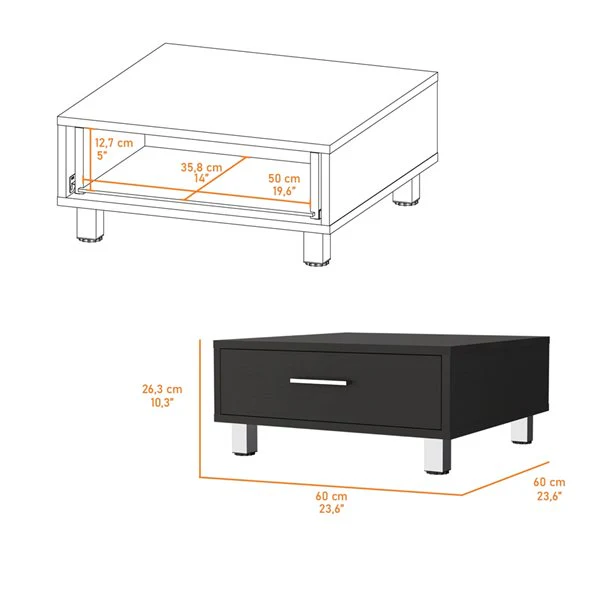24" Black Wengue Manufactured Wood Rectangular Coffee Table By Homeroots - Image 4