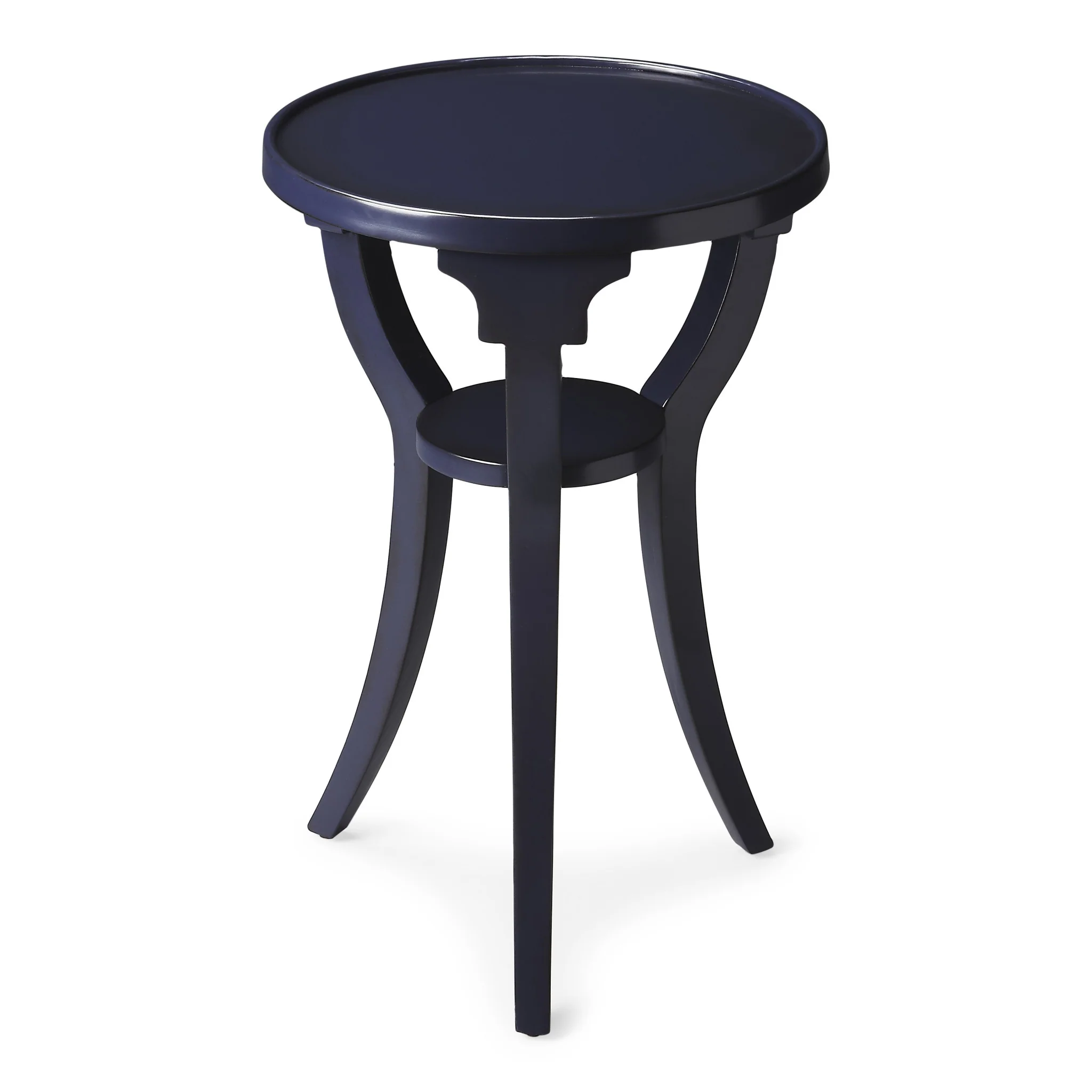 24" Blue Manufactured Wood Round End Table With Shelf By Homeroots - Image 2