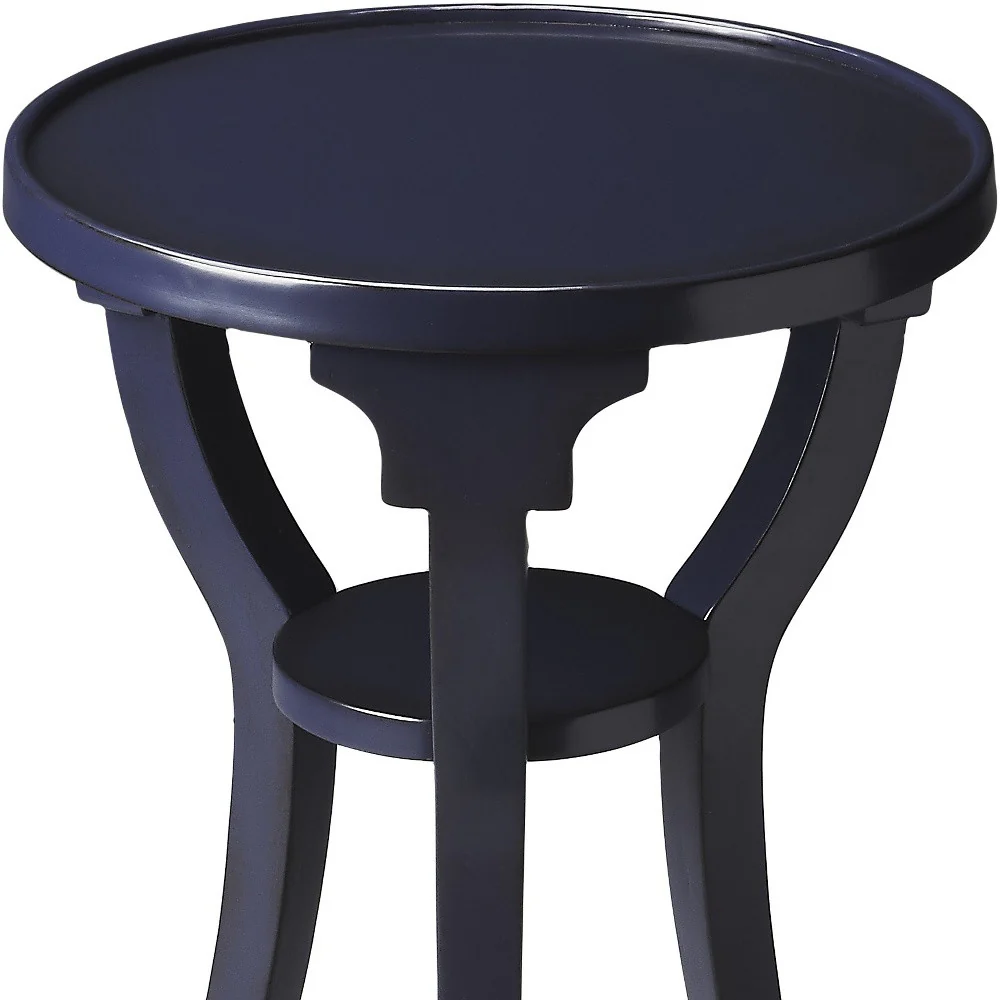 24" Blue Manufactured Wood Round End Table With Shelf By Homeroots - Image 4
