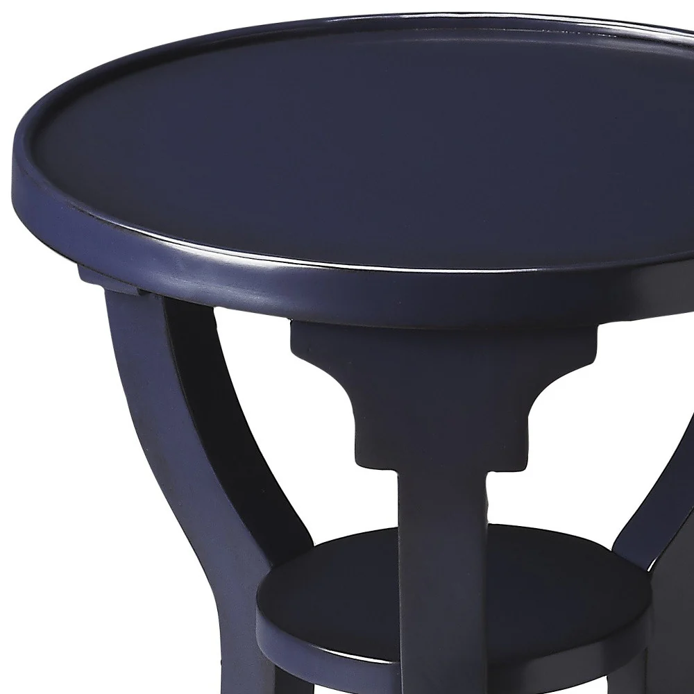 24" Blue Manufactured Wood Round End Table With Shelf By Homeroots - Image 5